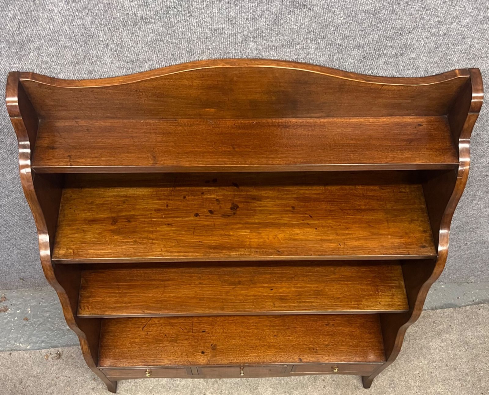 Pair Of Mahogany Waterfall Open Bookcases photo vinterior