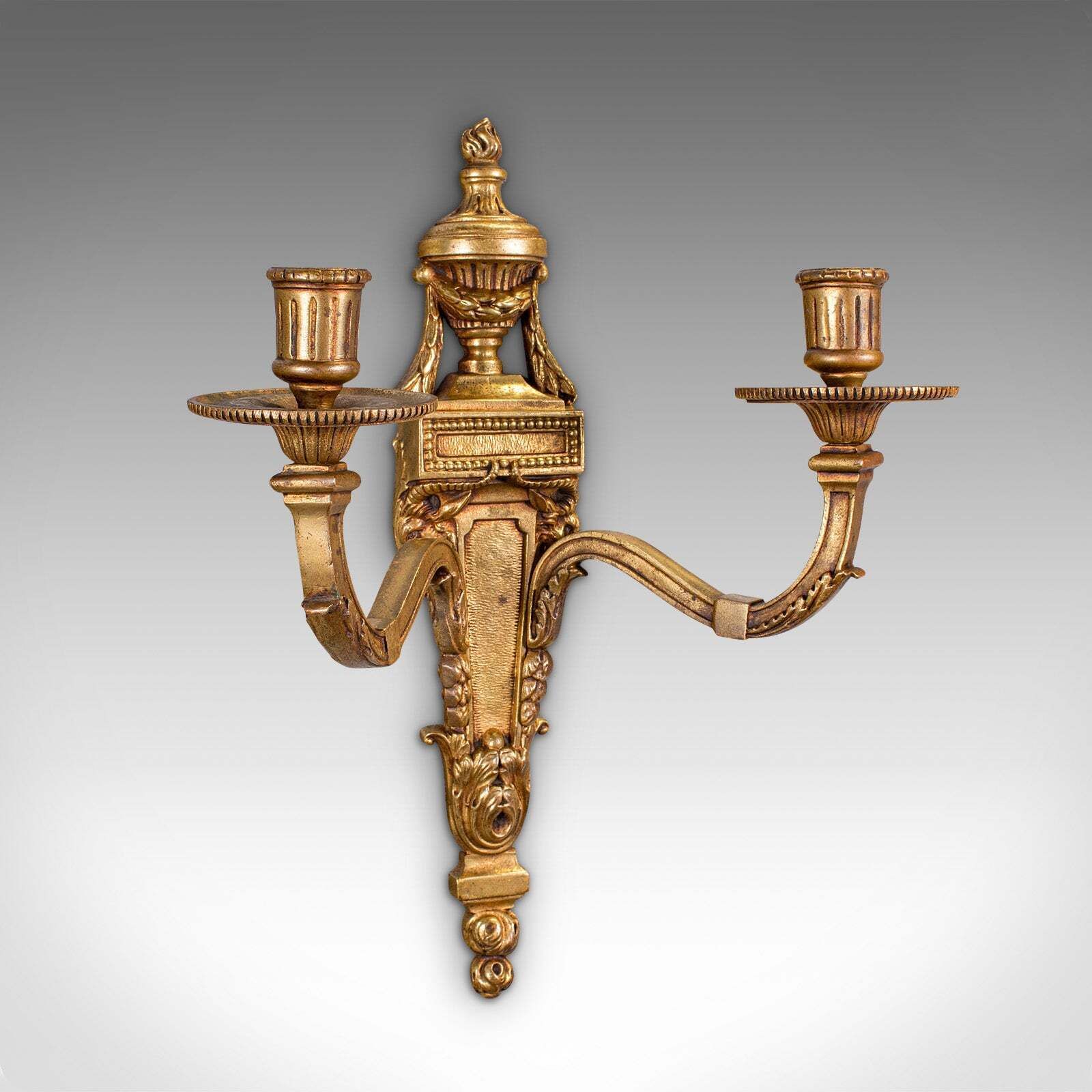 Pair Of Antique Candle Sconces, Italian, Grand Tour Brass Wall Lights, Victorian photo Home Decor