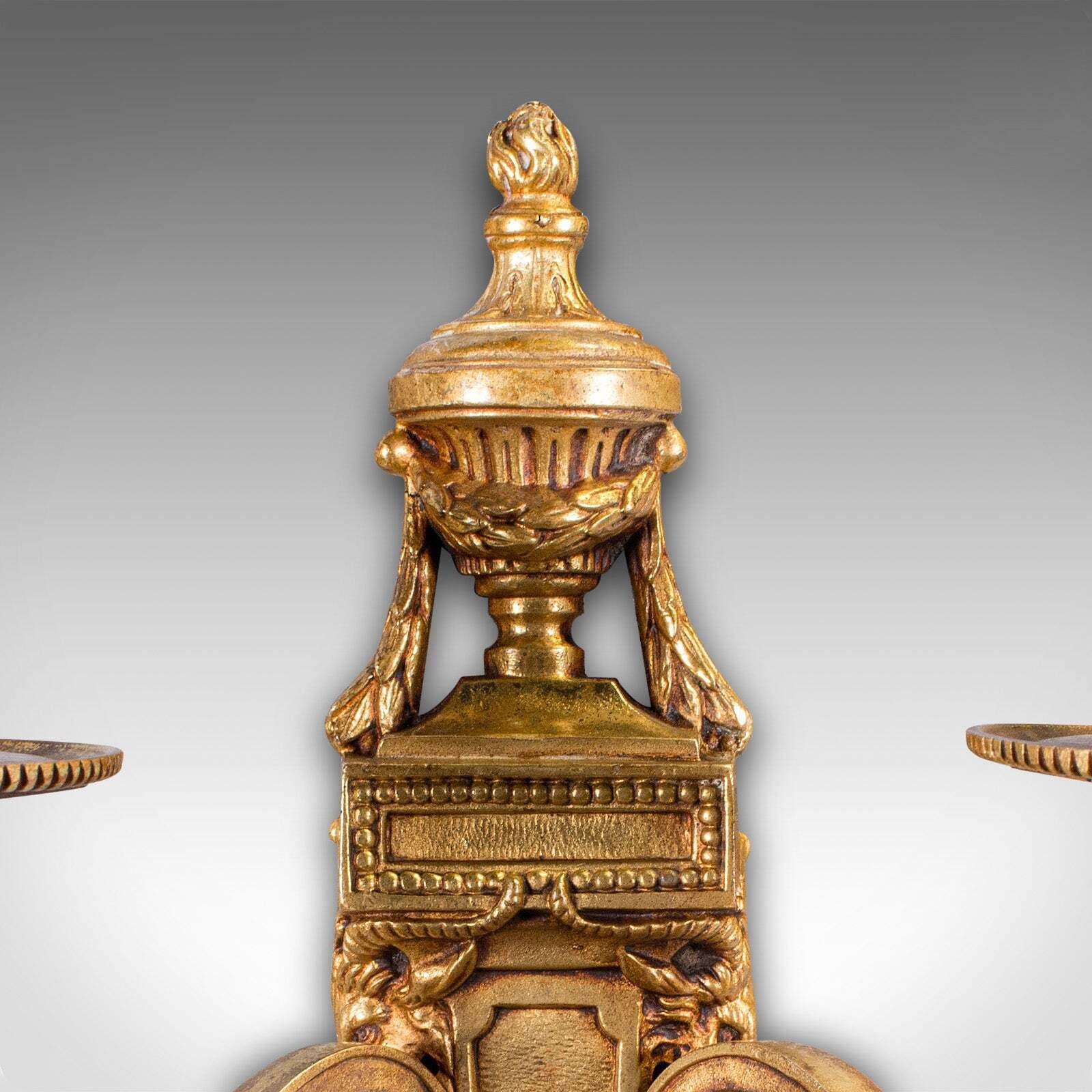 Pair Of Antique Candle Sconces, Italian, Grand Tour Brass Wall Lights, Victorian photo vinterior