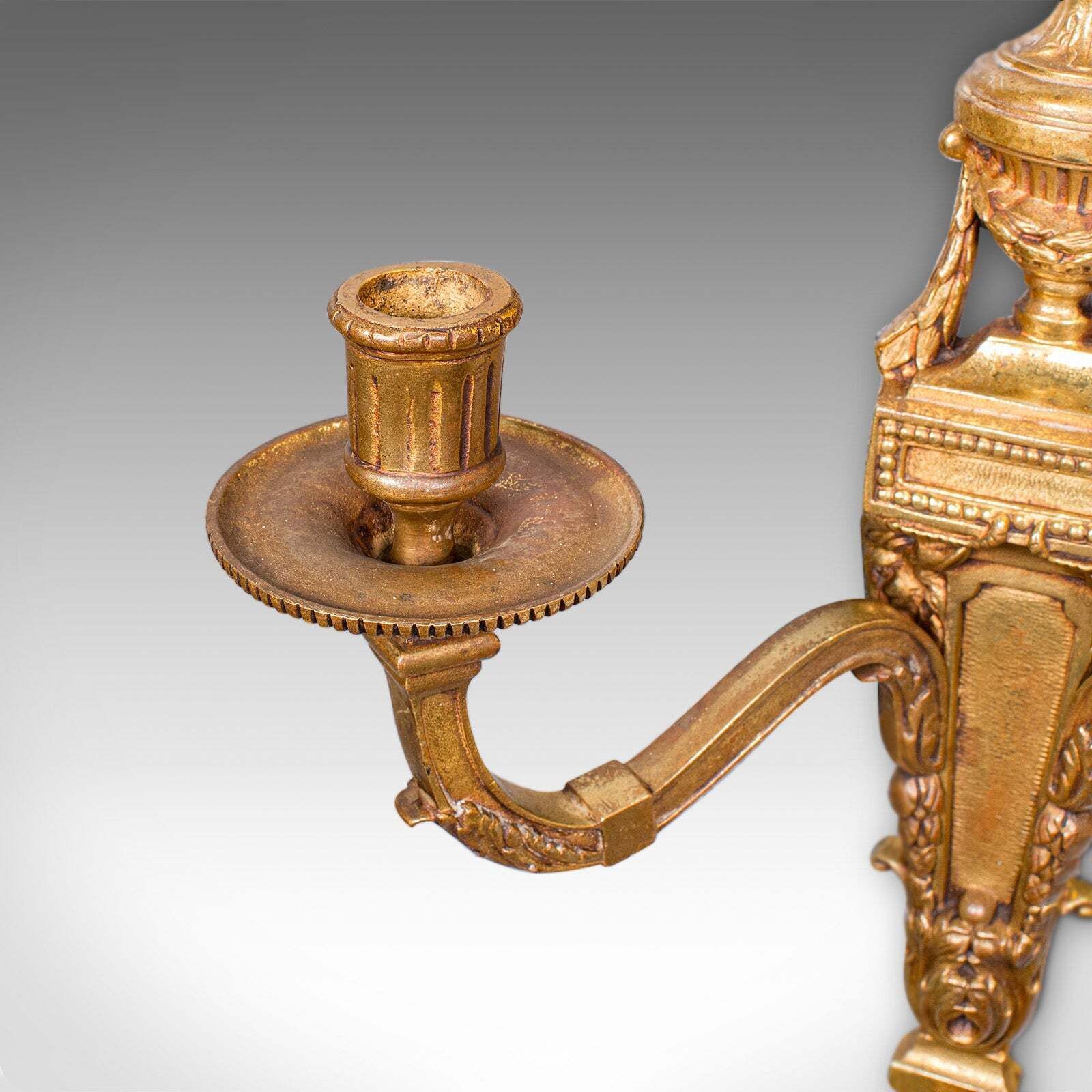 photo furniture Pair Of Antique Candle Sconces, Italian, Grand Tour Brass Wall Lights, Victorian