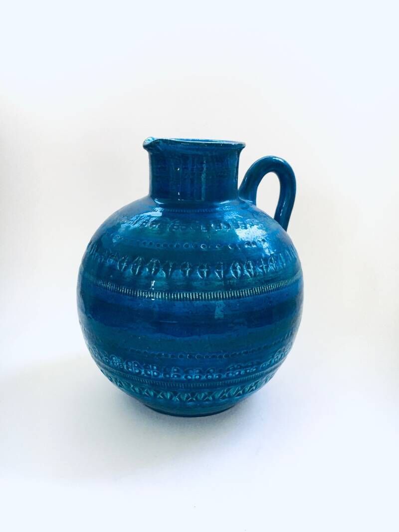 Vintage Art Ceramics Rimini Blue Ball Decanter Vaas Door Aldo Londi Voor Bitossi, Italië, Ca. Jaren 1960 photo Woonaccessoires