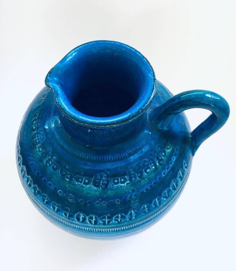 Vintage Art Ceramics Rimini Blue Ball Decanter Vase By Aldo Londi For Bitossi, Italy 1960's photo buy