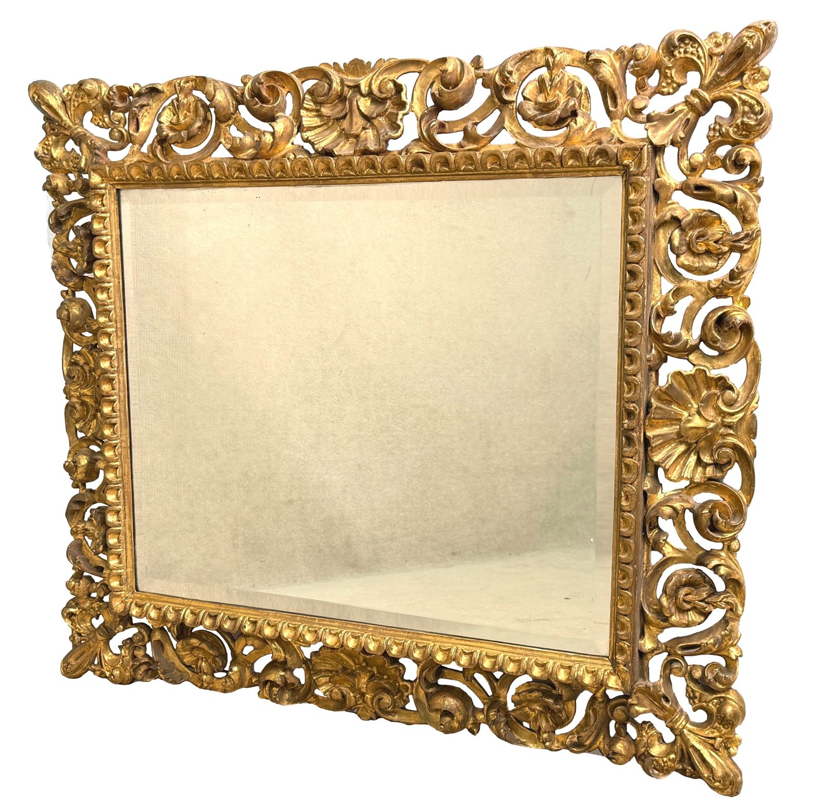 19th Century Rectangular Italian Gilt Wood Wall Mirror (Italy, Circa 1840) photo vinterior