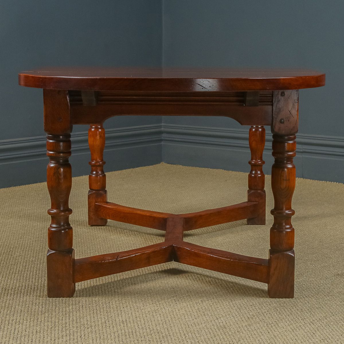 17th Century Style 8ft 3” Oak Farmhouse Kitchen Dining Refectory Serving Table (Circa 1980) photo vintage
