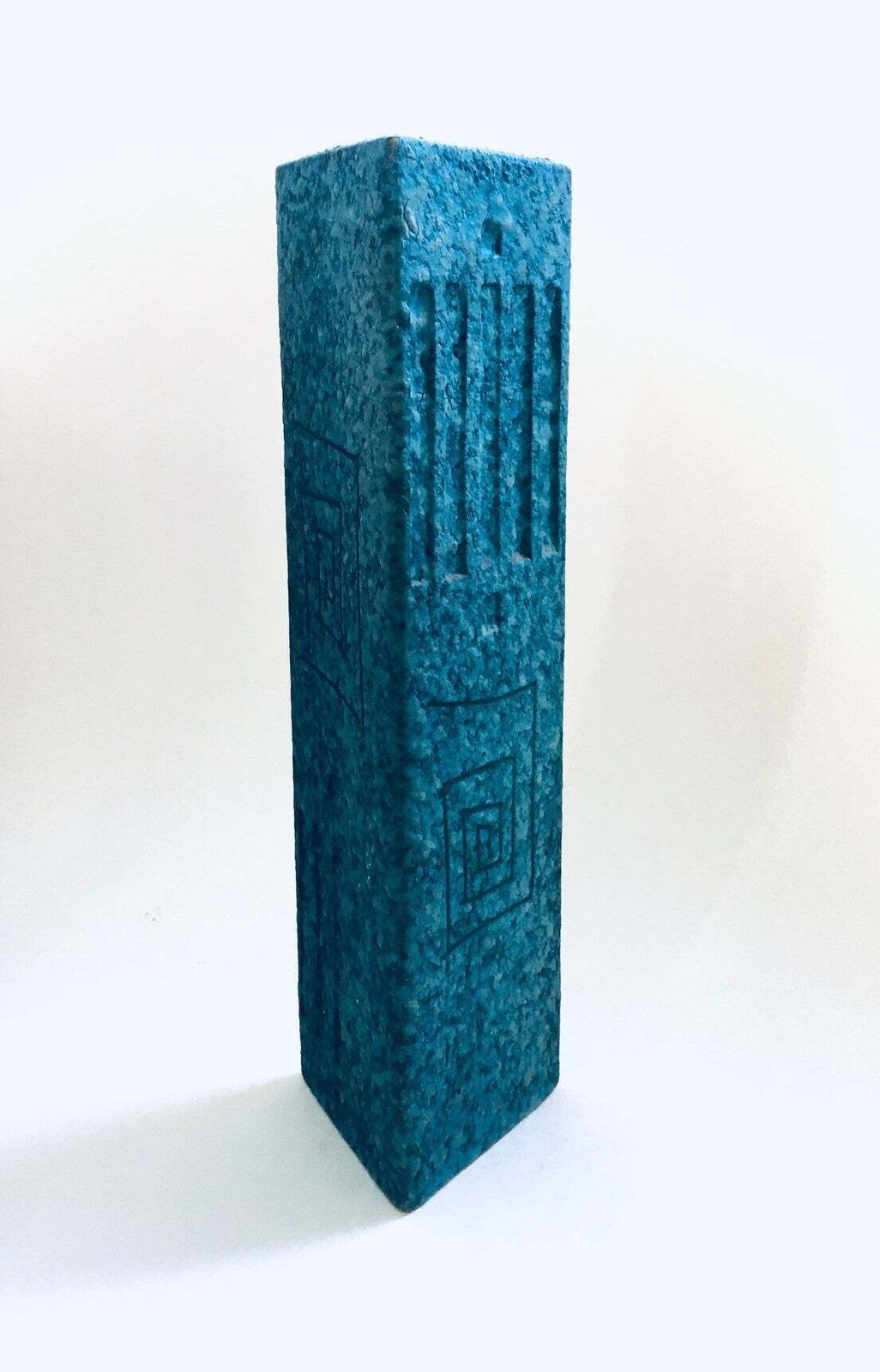 Zeldzame Keramische Sgraffito Driehoekige Vaas Van Alvino Bagni Voor Raymor, Italië, Jaren 1960