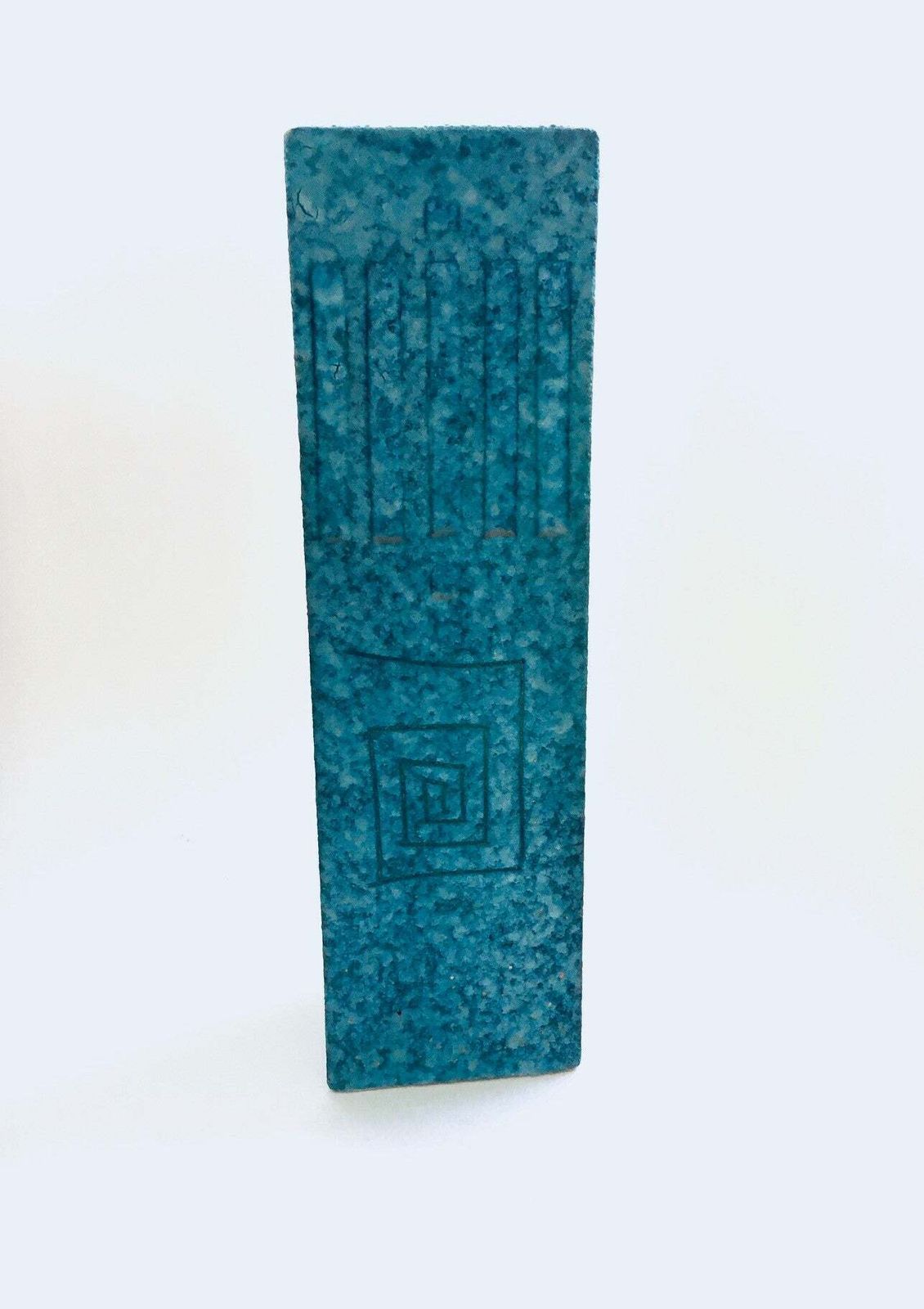 Rare Art Ceramics Sgraffito Triangular Vase By Alvino Bagni For Raymor, Italy 1960's photo Home Decor