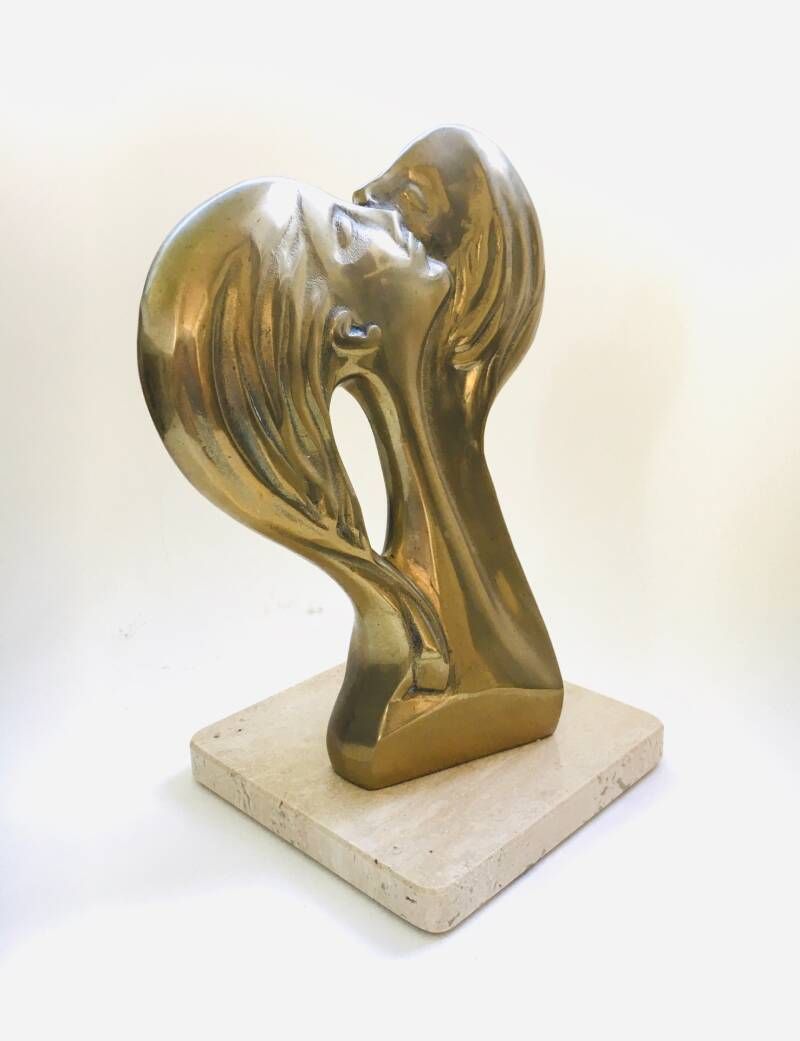 1970's Art Brass Intertwined Male Female Sculpture Statue photo 425.0