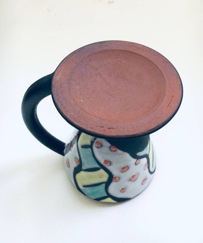 Art Ceramics Memphis Stijl Theekopjesset, Gesigneerd La, België, Ca. Jaren 1970 photo buy
