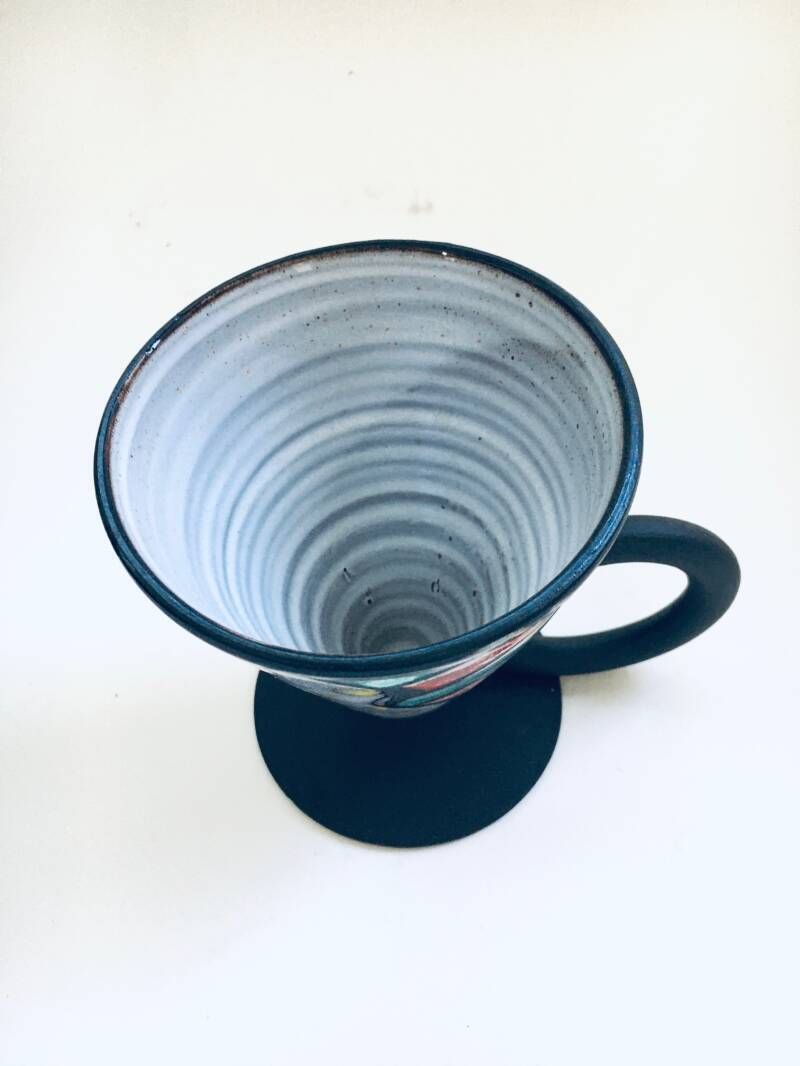300.0 Art Ceramics Memphis Stijl Theekopjesset, Gesigneerd La, België, Ca. Jaren 1970 photo