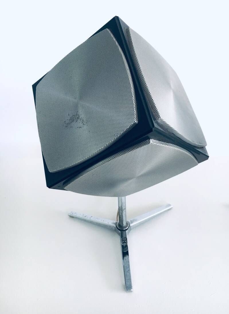 Midcentury Modern Space Age Design Audiorama 700 "Cube" Speaker Set By Grundig, 1960's photo buy