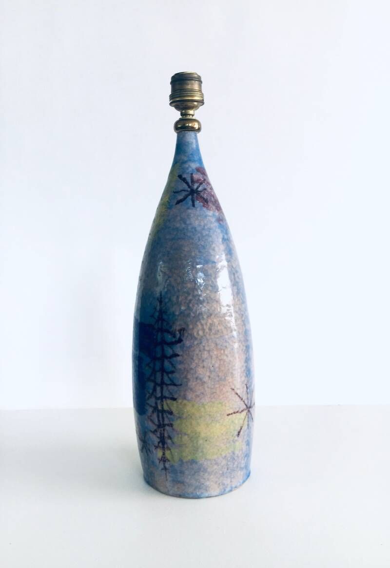 Midcentury Design Art Studio Ceramic Table Lamp By Cacf Faenza, Italy 1950's photo furniture
