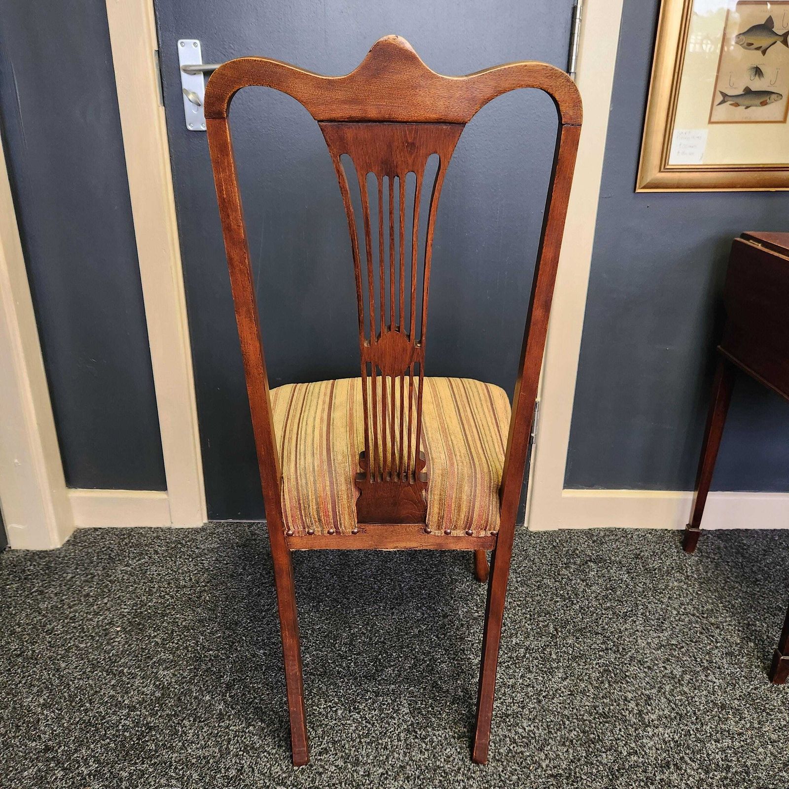 Set Of 4 Walnut Art Nouveau Dining Chairs. photo 475.0