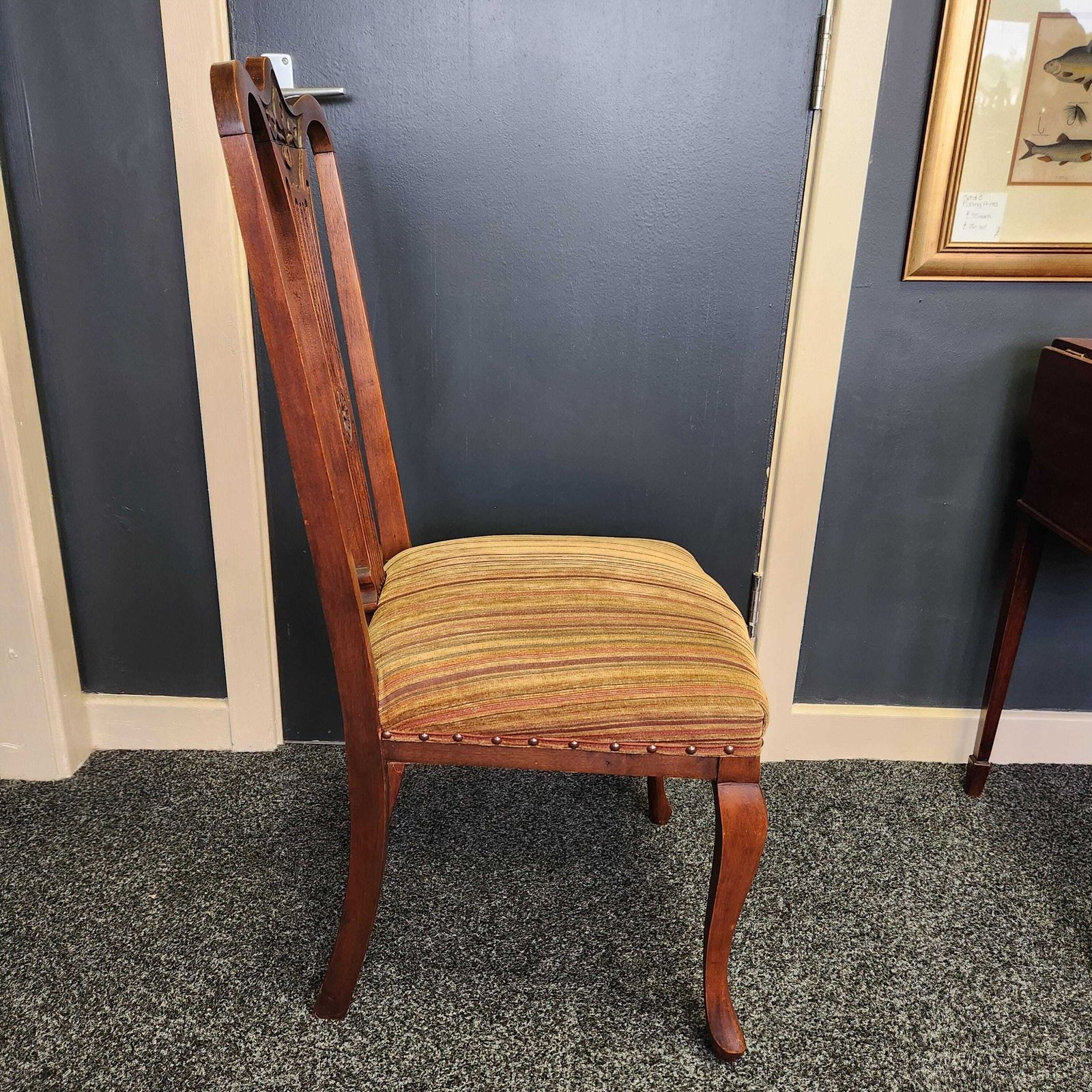 Set Of 4 Walnut Art Nouveau Dining Chairs. photo vinterior