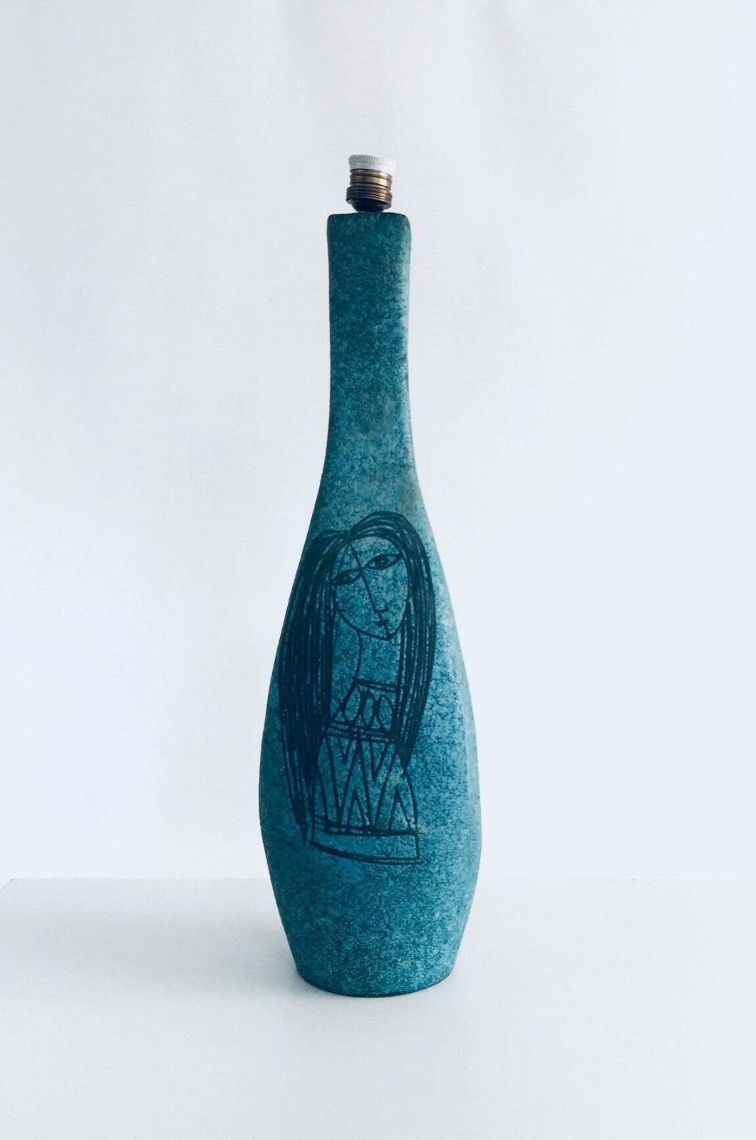 Very Rare Art Ceramics Sgraffito Table Lamp By Alvino Bagni For Raymor, Italy 1960's photo furniture