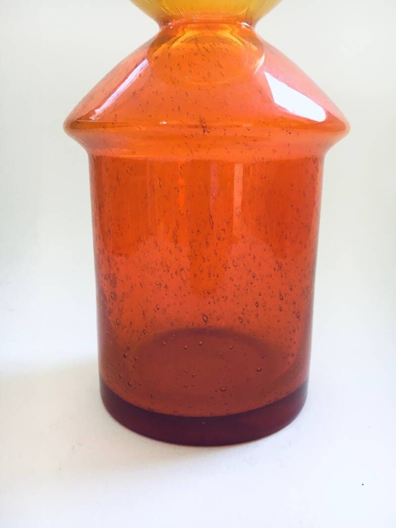 Kunstglazen Vaas In Oranje En Geel, Frankrijk, Ca. Jaren 1960 photo vinterior
