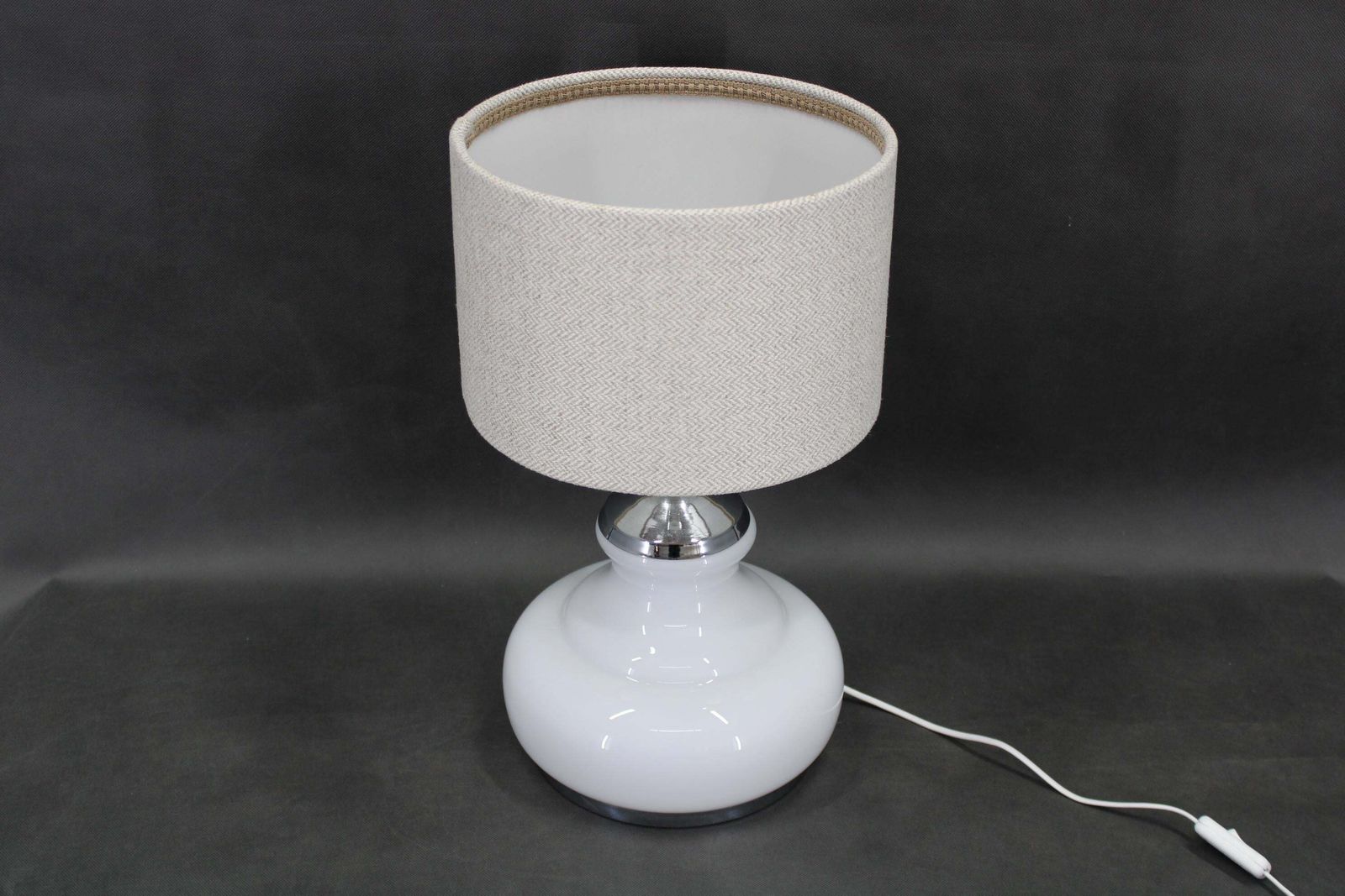 1970s Italian Glass Table Lamp With Boucle Fabric Shade photo furniture