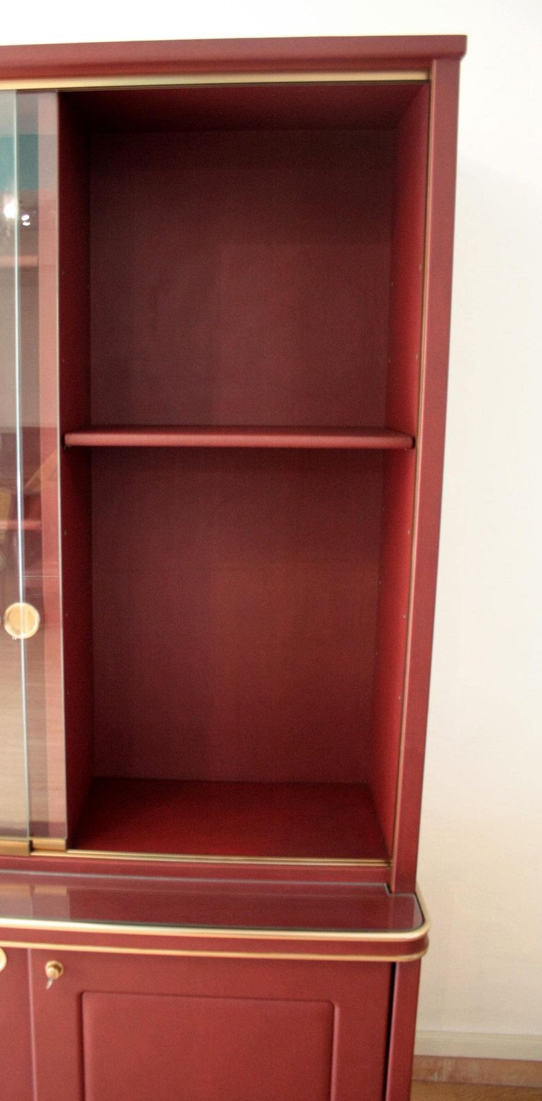 Sideboard Or Double Body Bookcase Covered In Burgundy Imitation Leather By Umberto Mascagni, 1950s photo buy