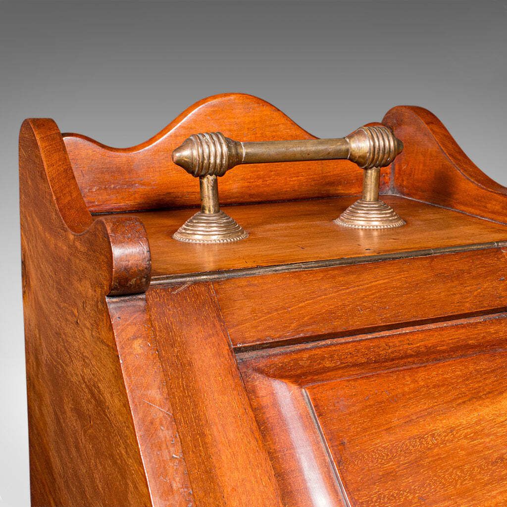photo furniture Antique Coal Purdonium, English, Walnut, Brass, Fireside Fuel Keep, Victorian