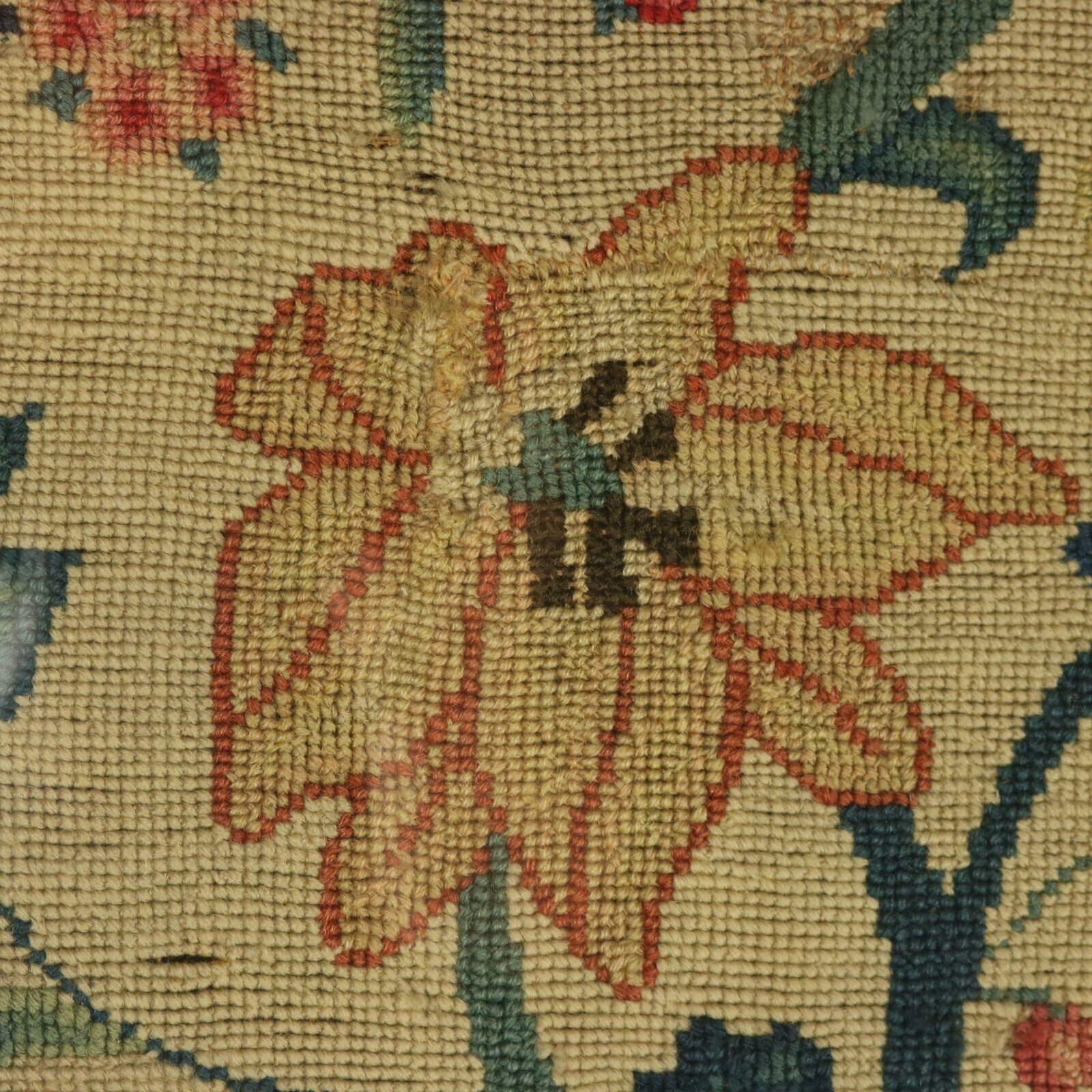 Art 17thc Gros Point Embroidery   Vase Of Flowers With A Bird photo