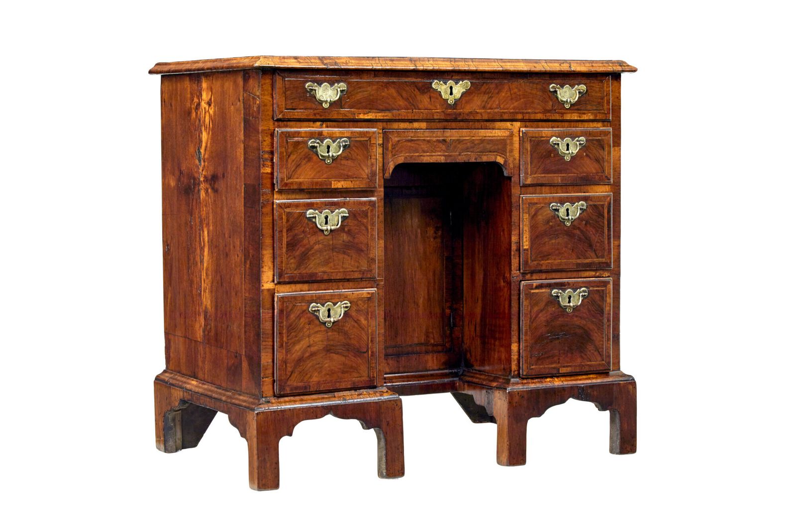 18th Century Queen Anne And Later Walnut Kneehole Desk