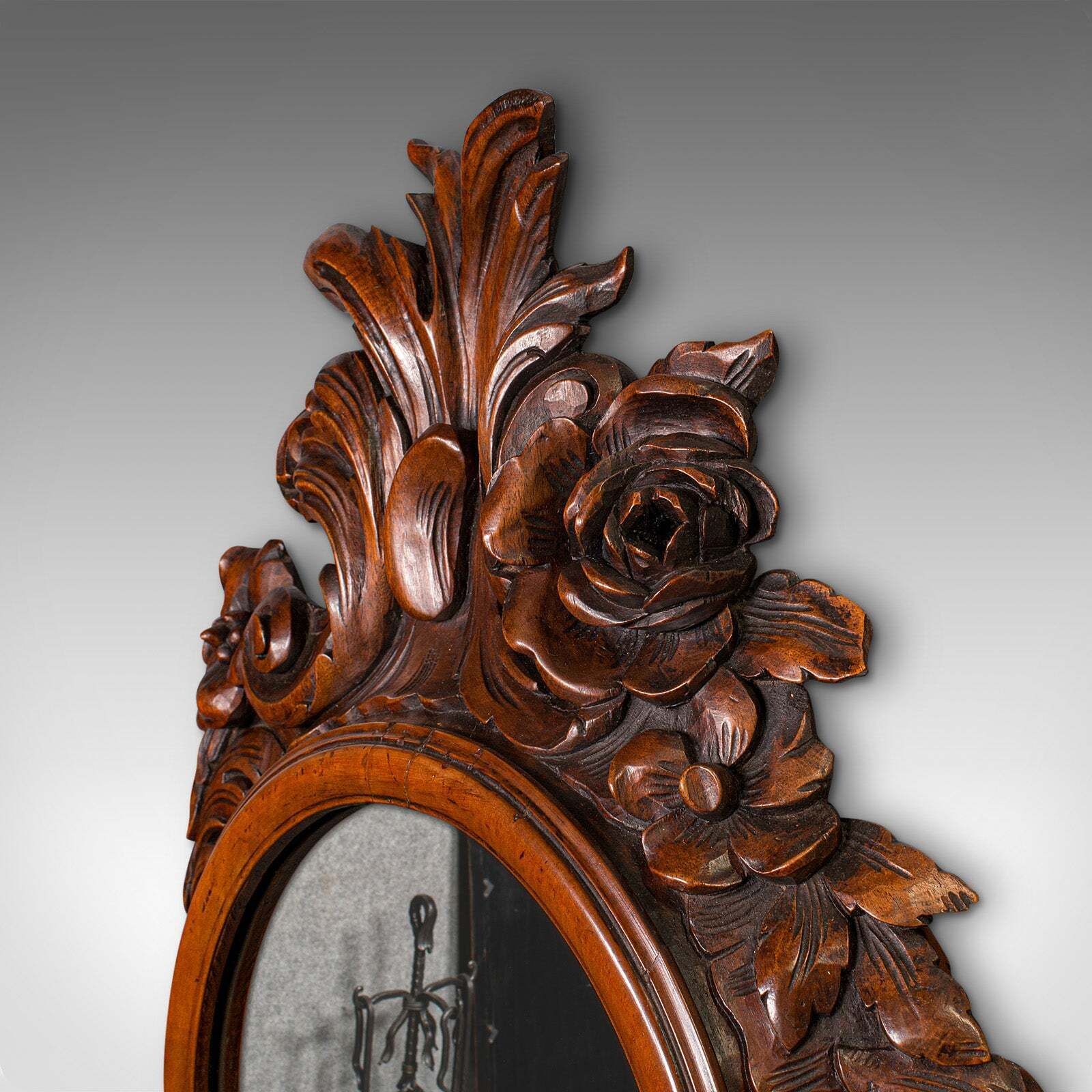 Antique Rococo Mirror, Italian, Carved Fruitwood, Hall, Lounge, Victorian, 1900 photo vinterior