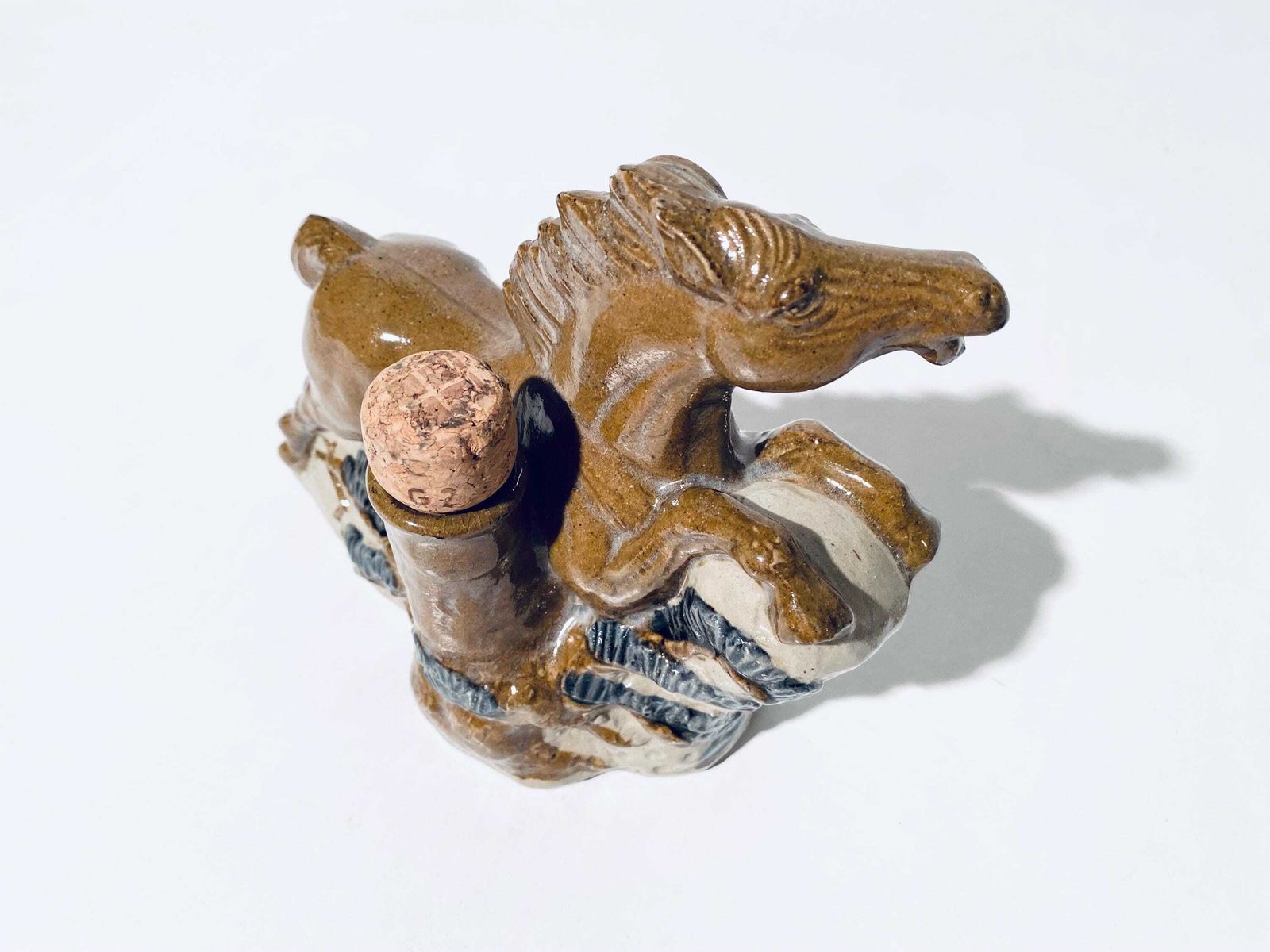 Ceramic Horse Spirit Decanter / Japanese Or Chinese Bar Decor / Sake Bottle photo 123.0