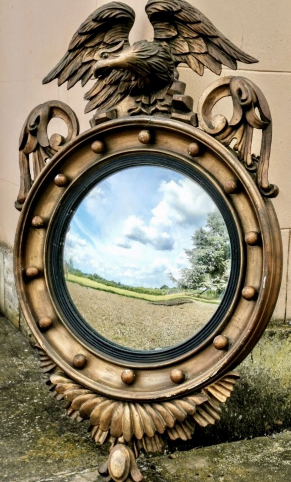 Regency Gilt Wood Convex Mirror