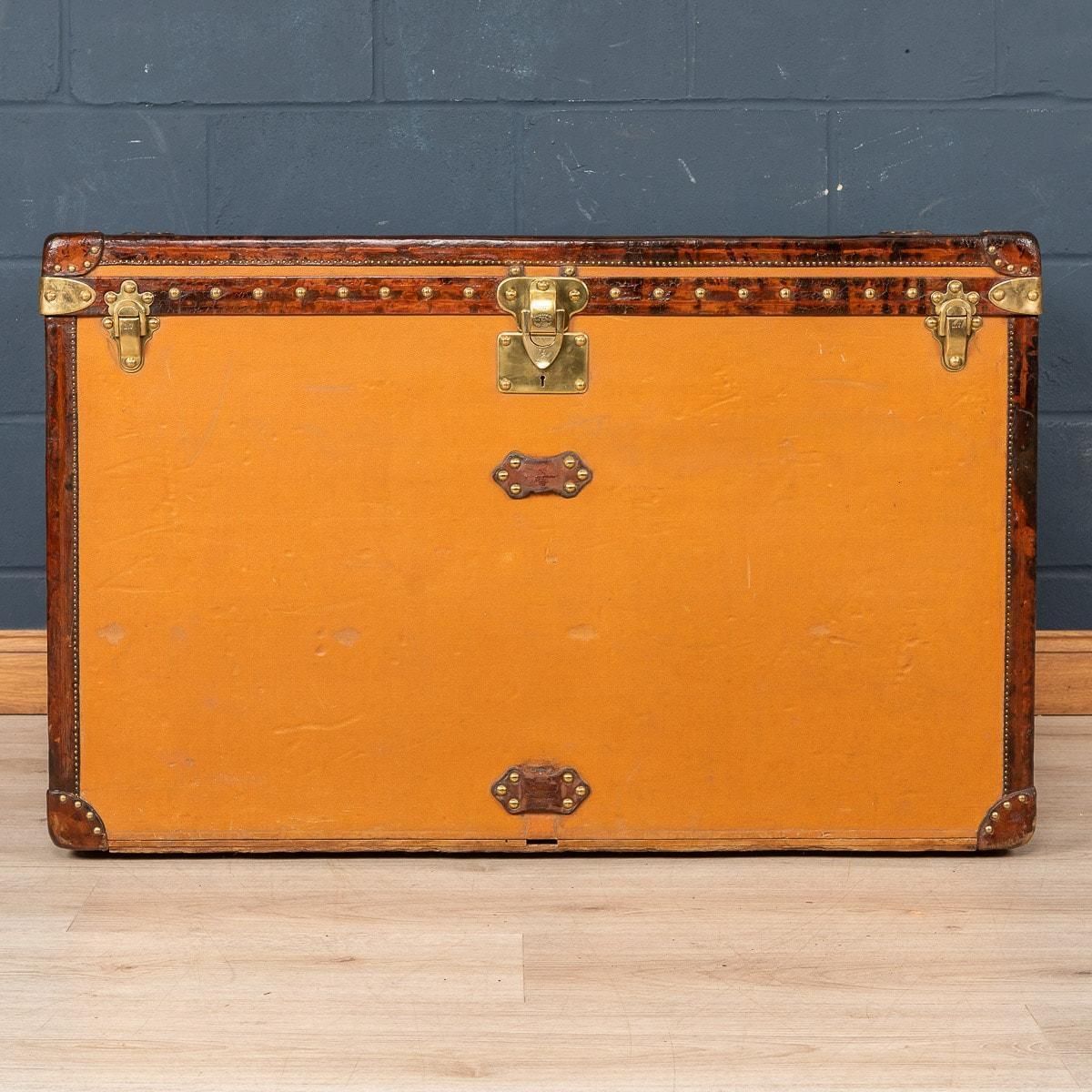 20th Century Louis Vuitton Malle Haute Trunk Orange "Vuittonite" Canvas, C.1900