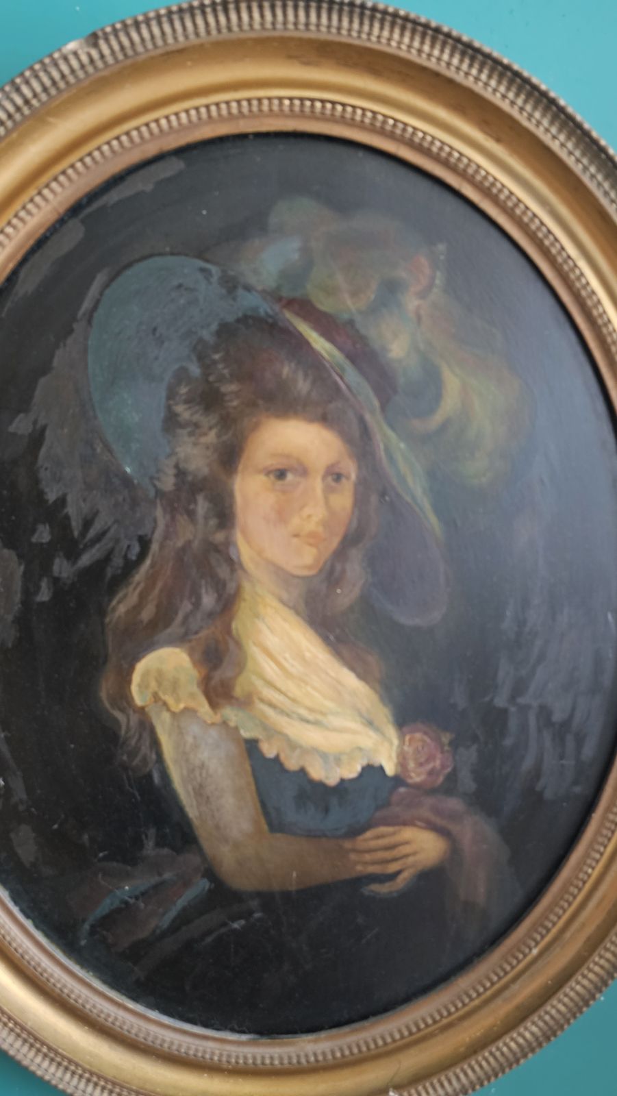 photo for sale Very Old Oil Painting Of A Beautiful Georgian Young Lady