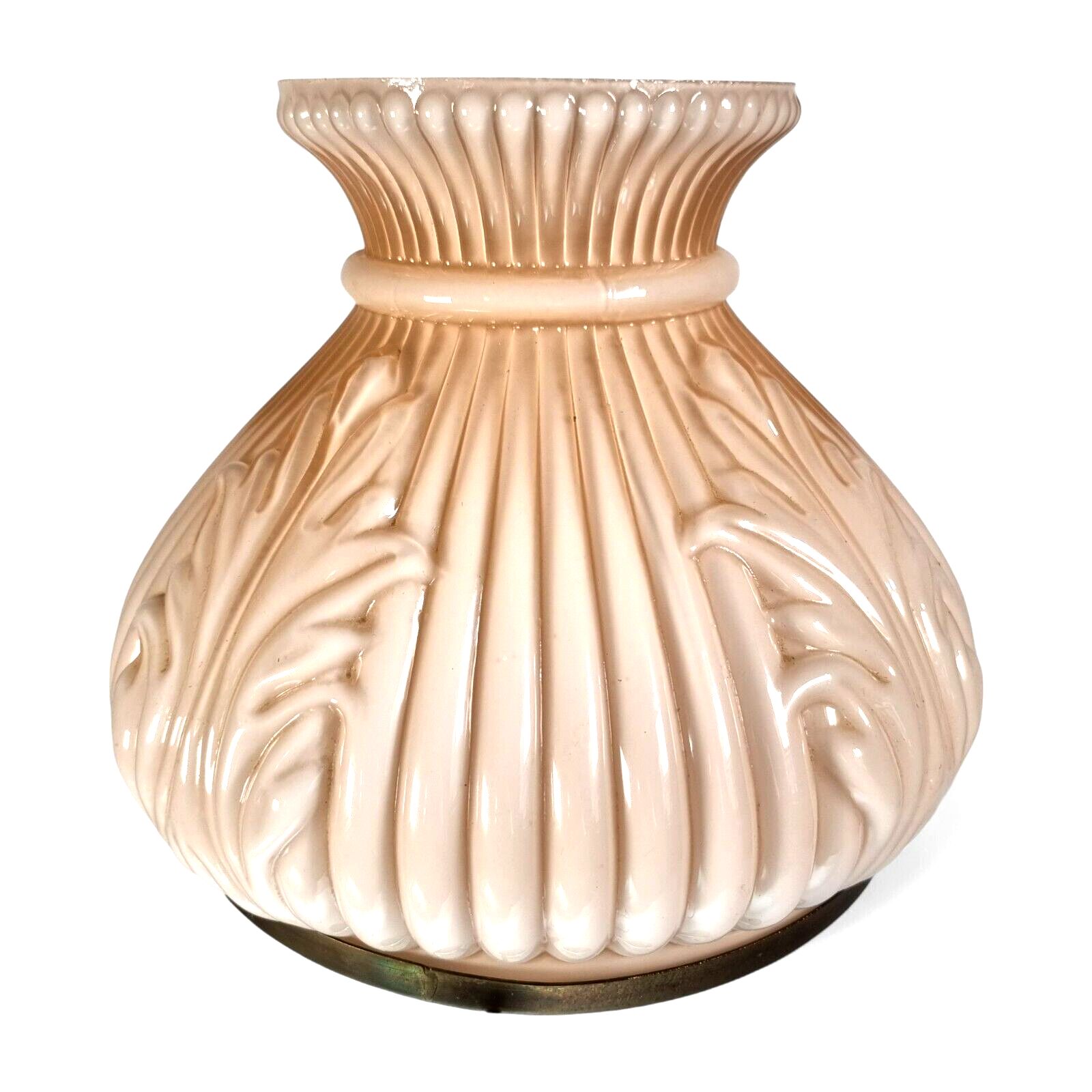 Oil Lamp & Shade Pink Opaline Glass Oil Lamp Converted Electrified Brass Lamp photo furniture
