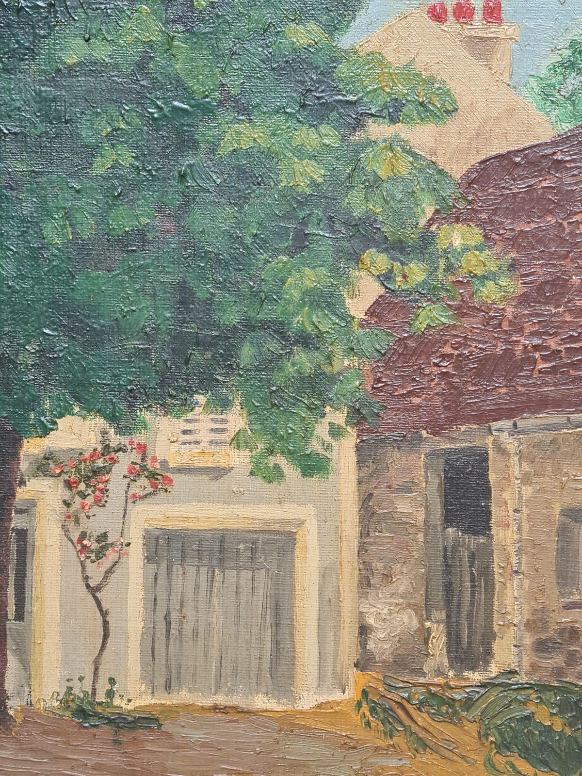 Naive Folk Art Village Street Scene photo for sale