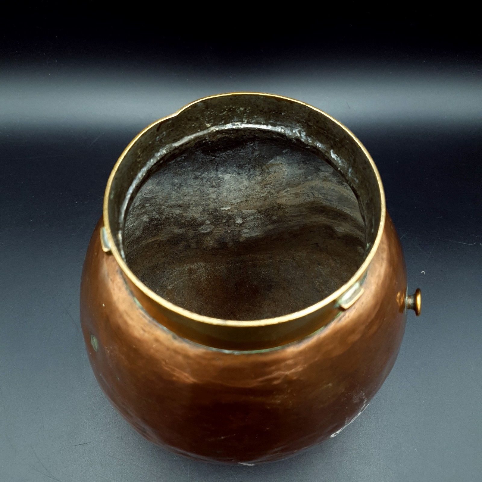 Copper & Brass Vessel Small Coal, Kindling Scuttle, Heating Pot 625g Re Use Vtg photo buy