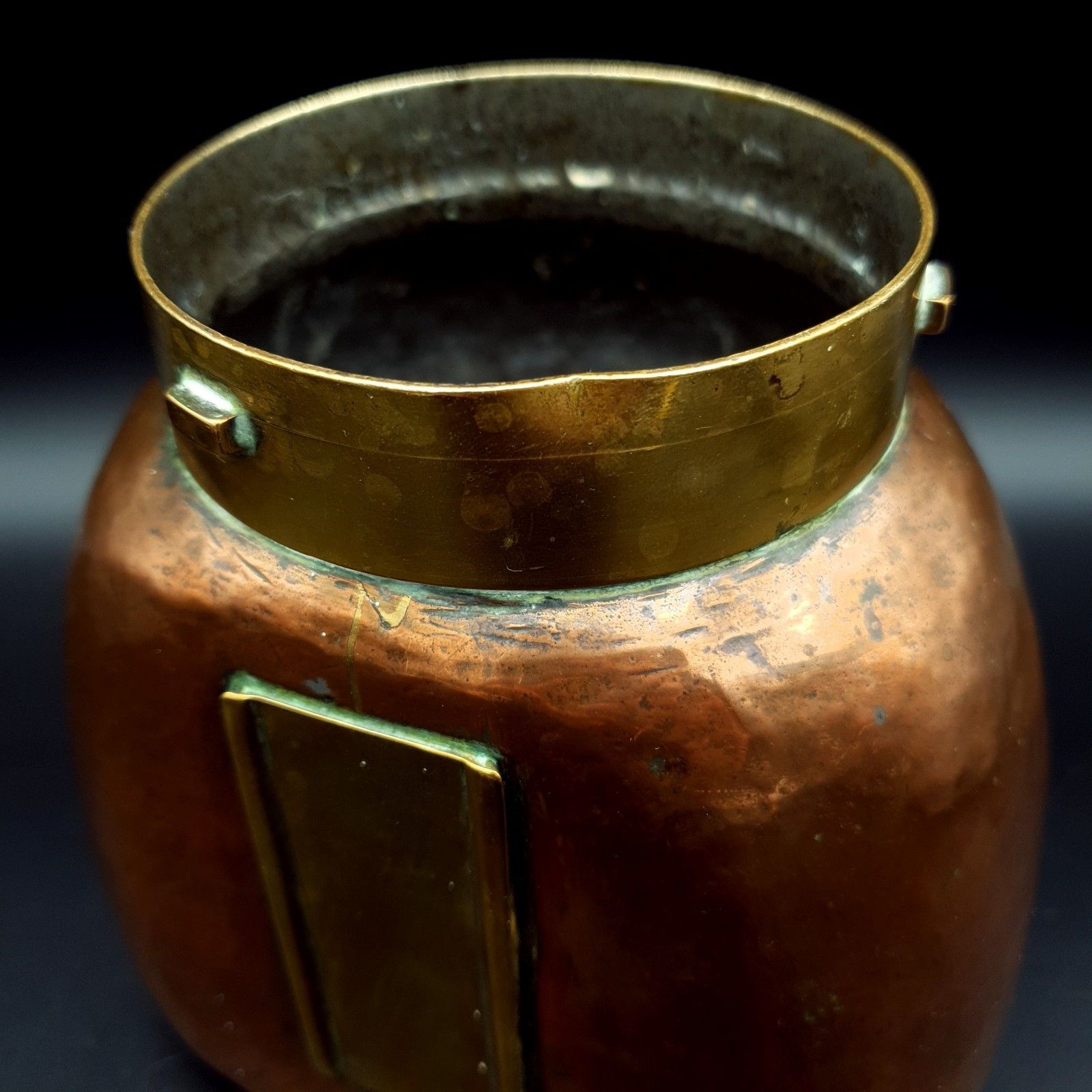 Home Fixtures Copper & Brass Vessel Small Coal, Kindling Scuttle, Heating Pot 625g Re Use Vtg photo