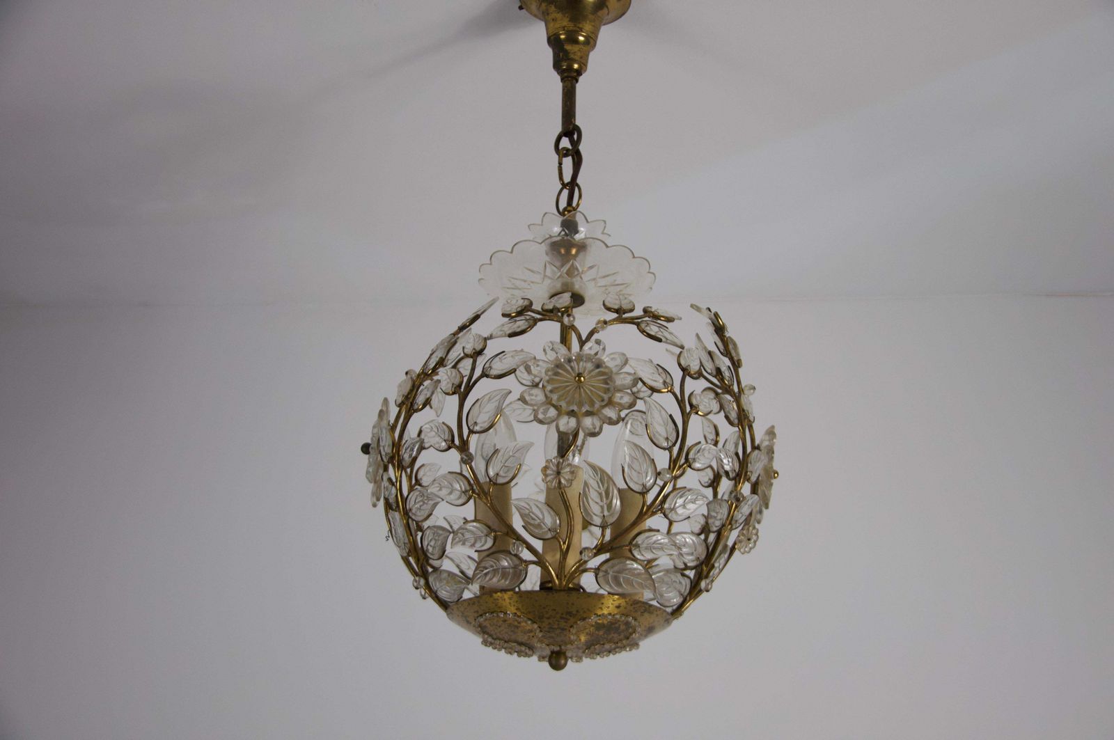 Brass And Crystal Glass Chandelier By Ernst Palme For Palwa, 1960s photo 2196.0
