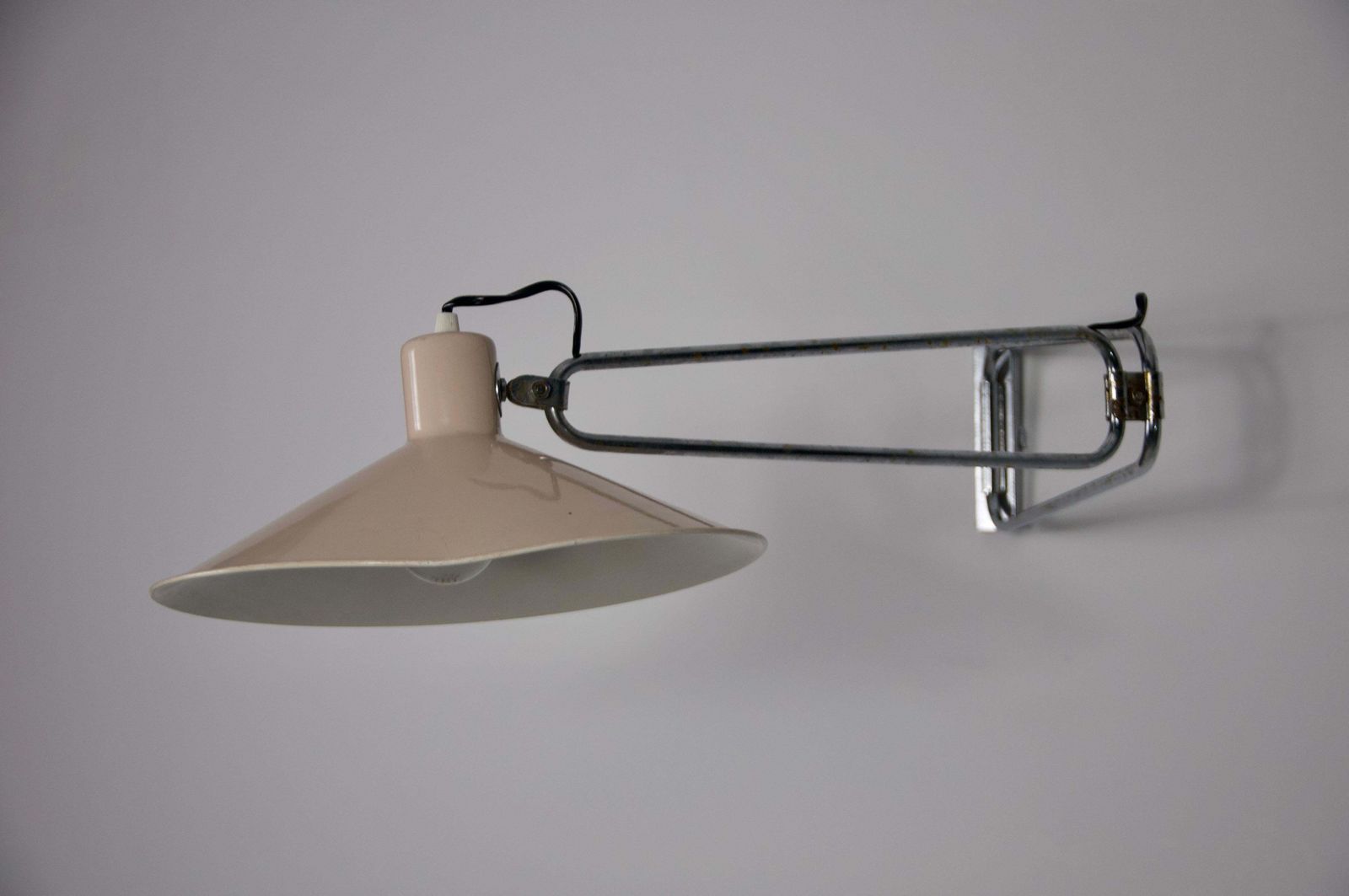 Mid Century Chrome Swing Arm Wall Lamp, France, 1950s photo vinterior