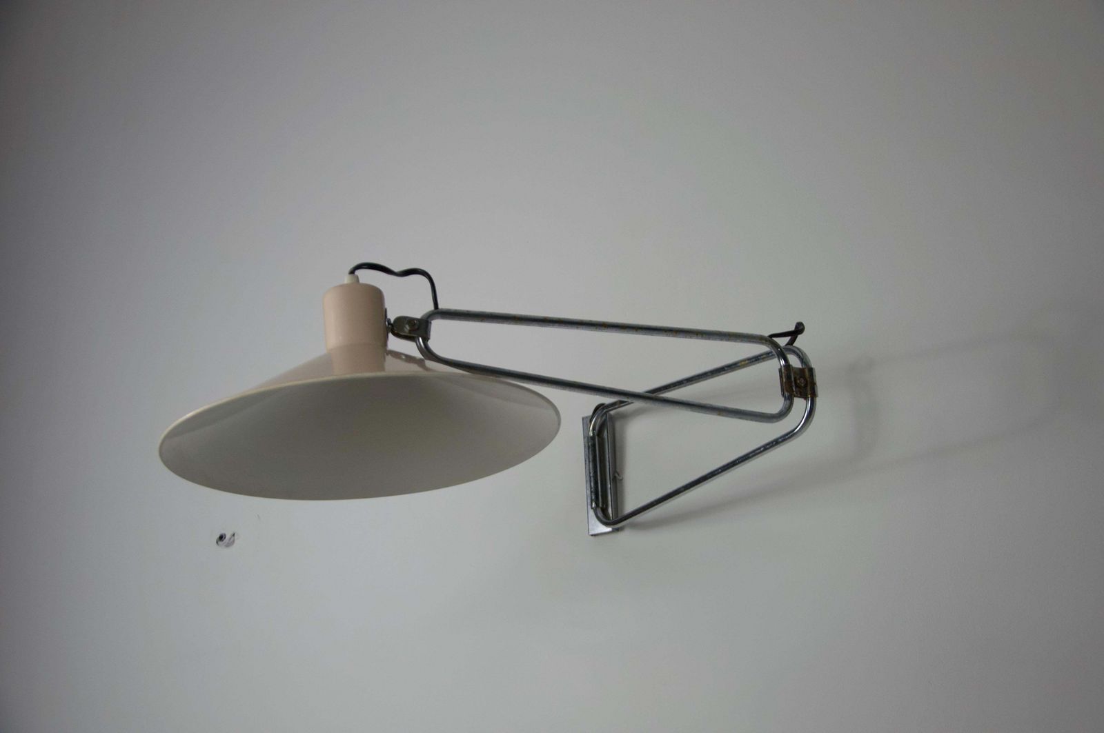 Lighting Mid Century Chrome Swing Arm Wall Lamp, France, 1950s photo