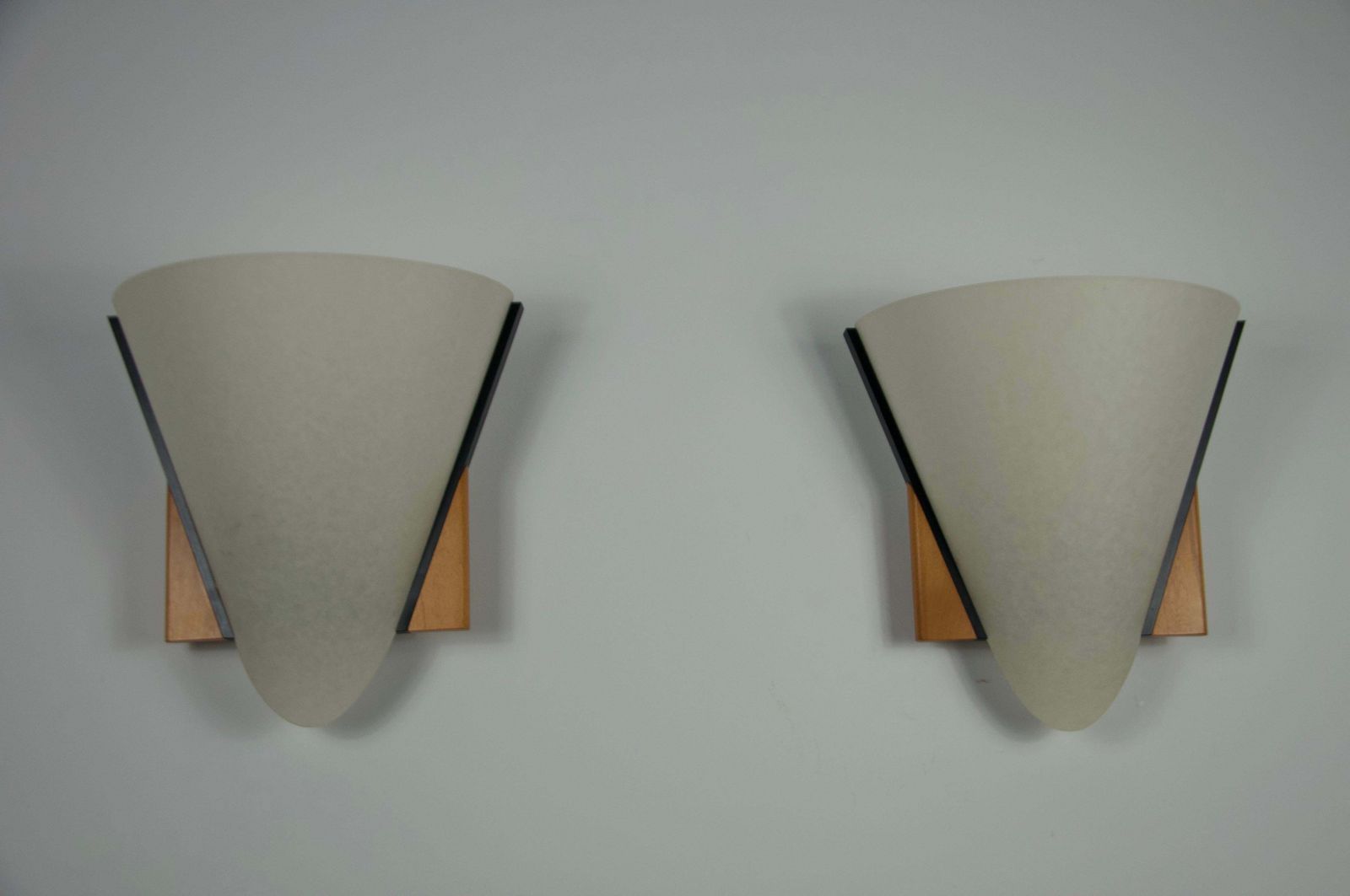 Pair Of Wooden Wall Lamps By Domus, 1970s photo Lighting