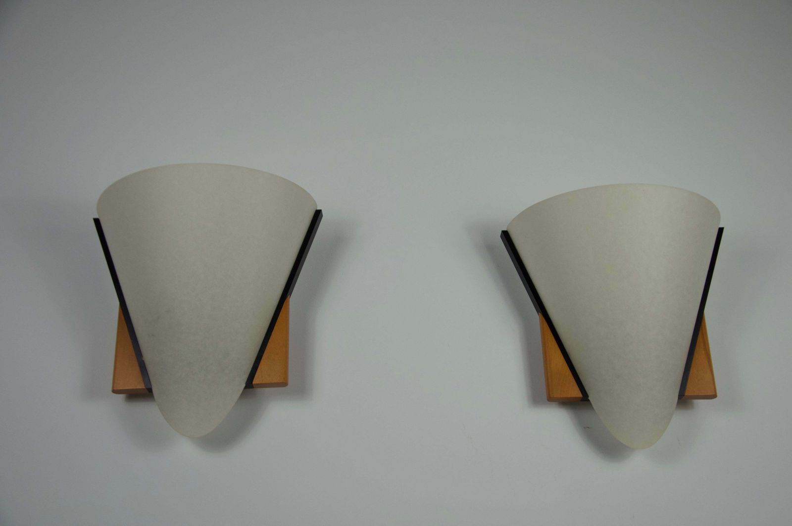 Pair Of Wooden Wall Lamps By Domus, 1970s photo vintage
