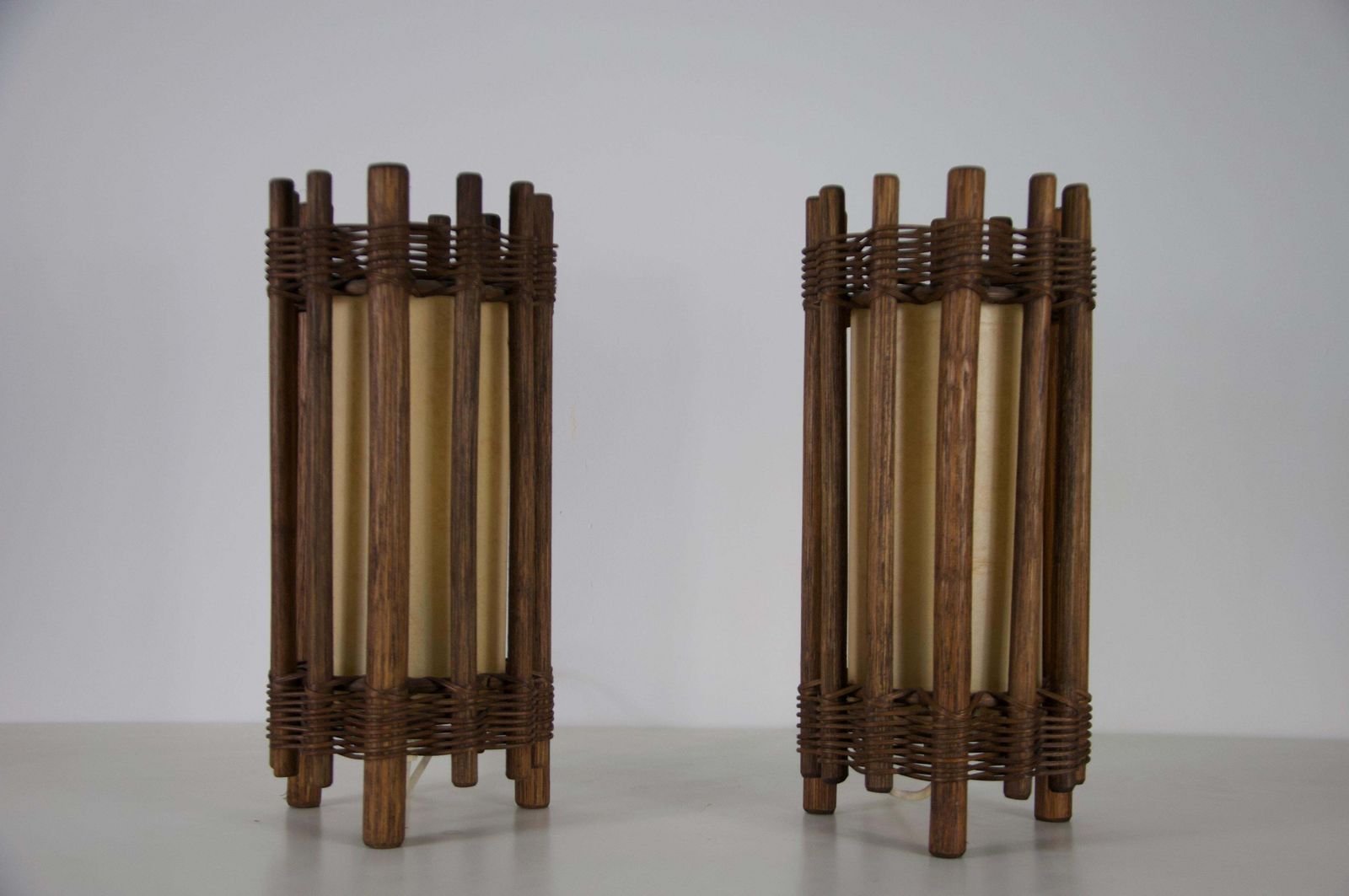 Pair Of Midcentury Wooden Table Lamps In The Style Of Temde, Circa 1970 photo furniture