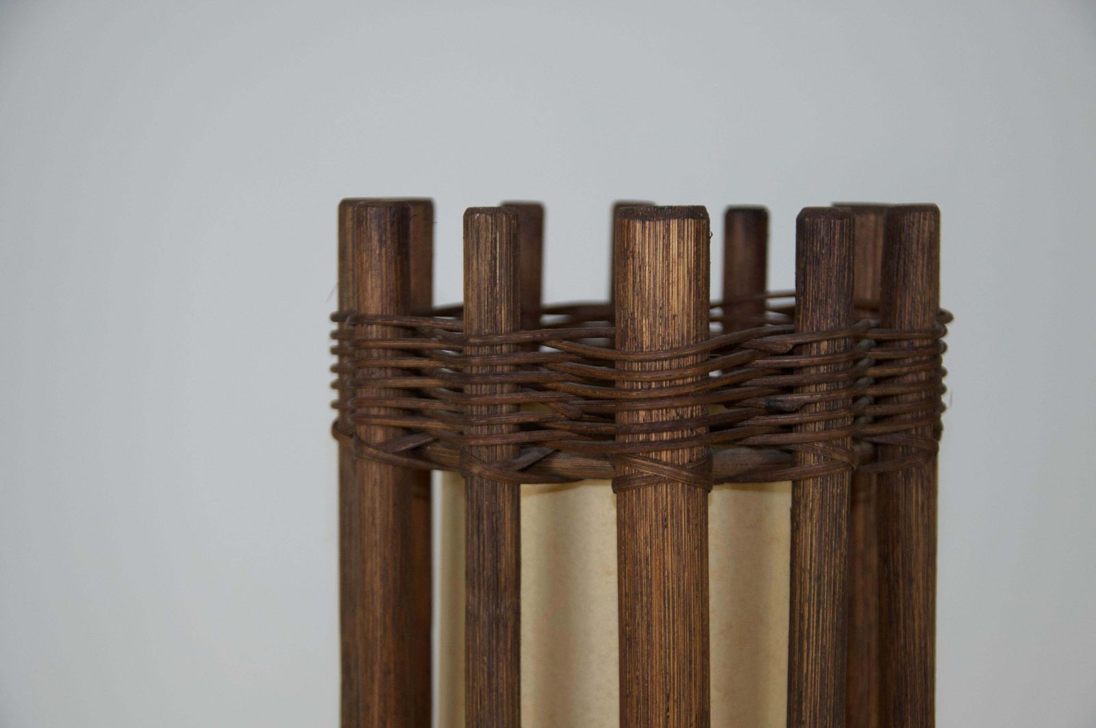 photo for sale Pair Of Midcentury Wooden Table Lamps In The Style Of Temde, Circa 1970