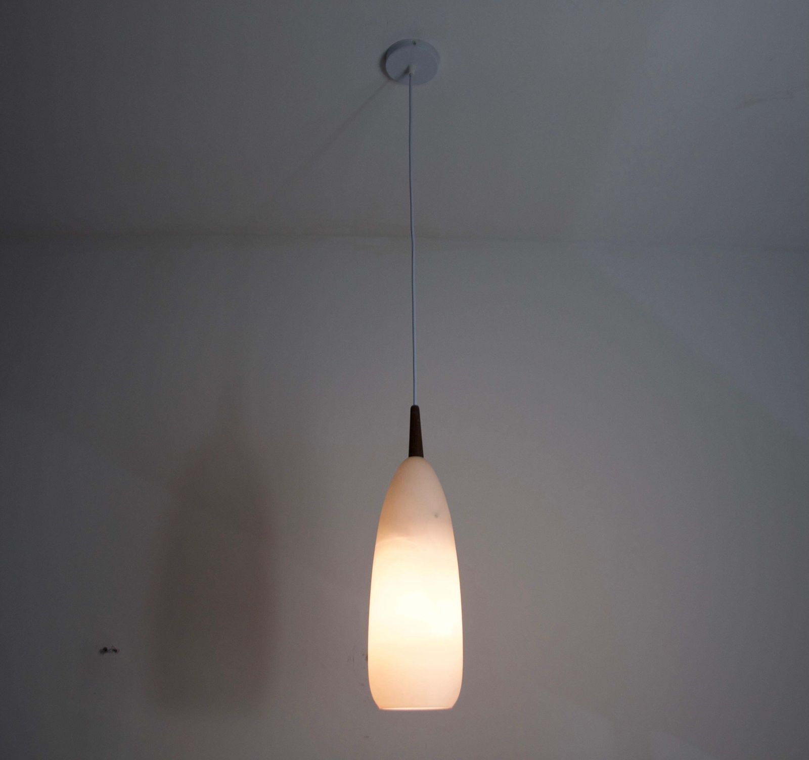 Teak And Opal Glass Pendant Lamp By Uno & östen Kristiansson For Luxus Sweden photo furniture