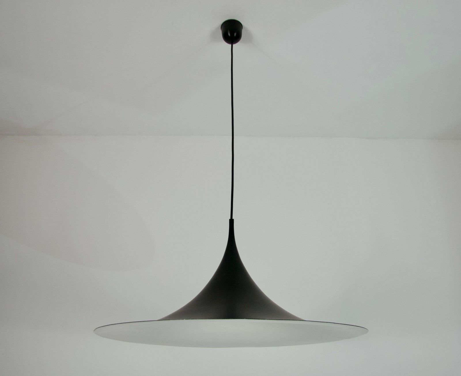 Black Round Pendant Lamp By Fog & Mørup, 1970s photo for sale
