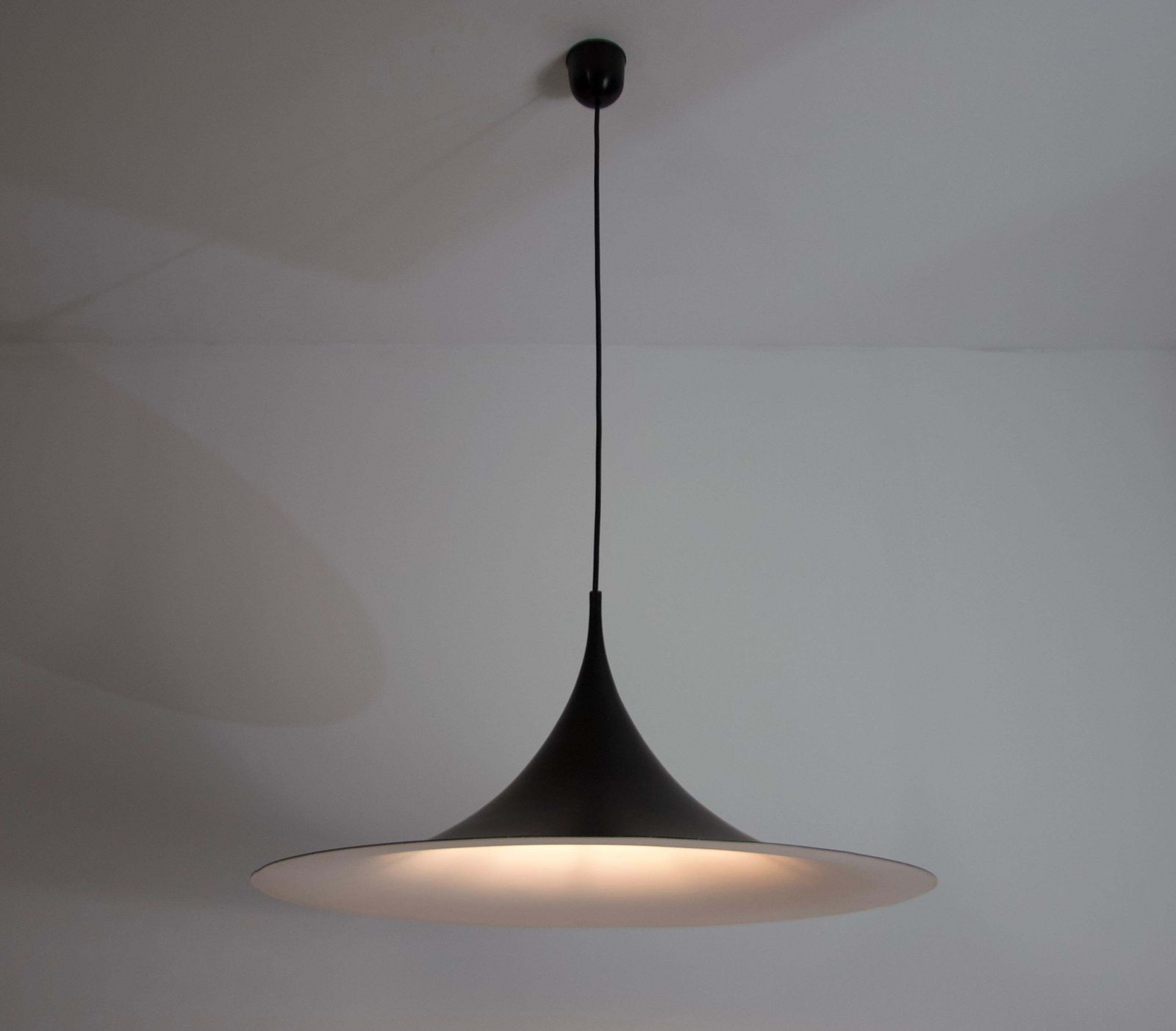 photo for sale Black Round Pendant Lamp By Fog & Mørup, 1970s