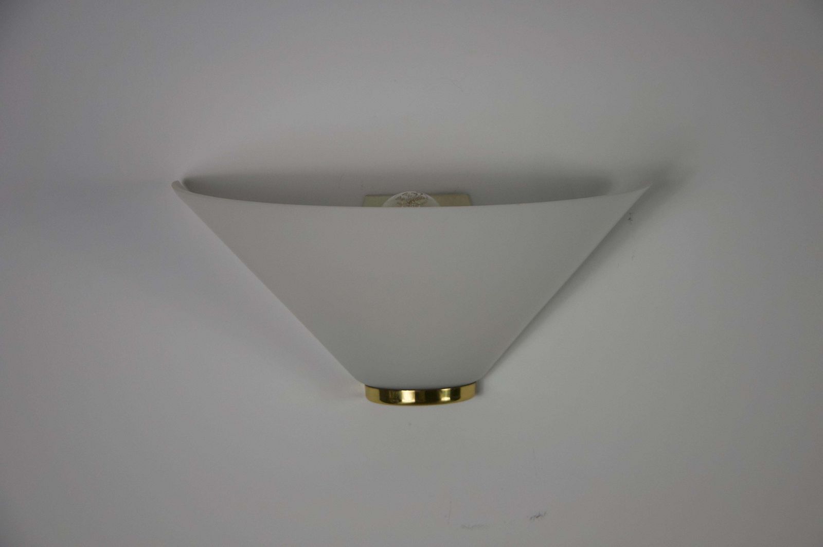 Pair Of Brass And Opaline Glass Wall Lamps By Glashütte Limburg, 1960s photo Lighting
