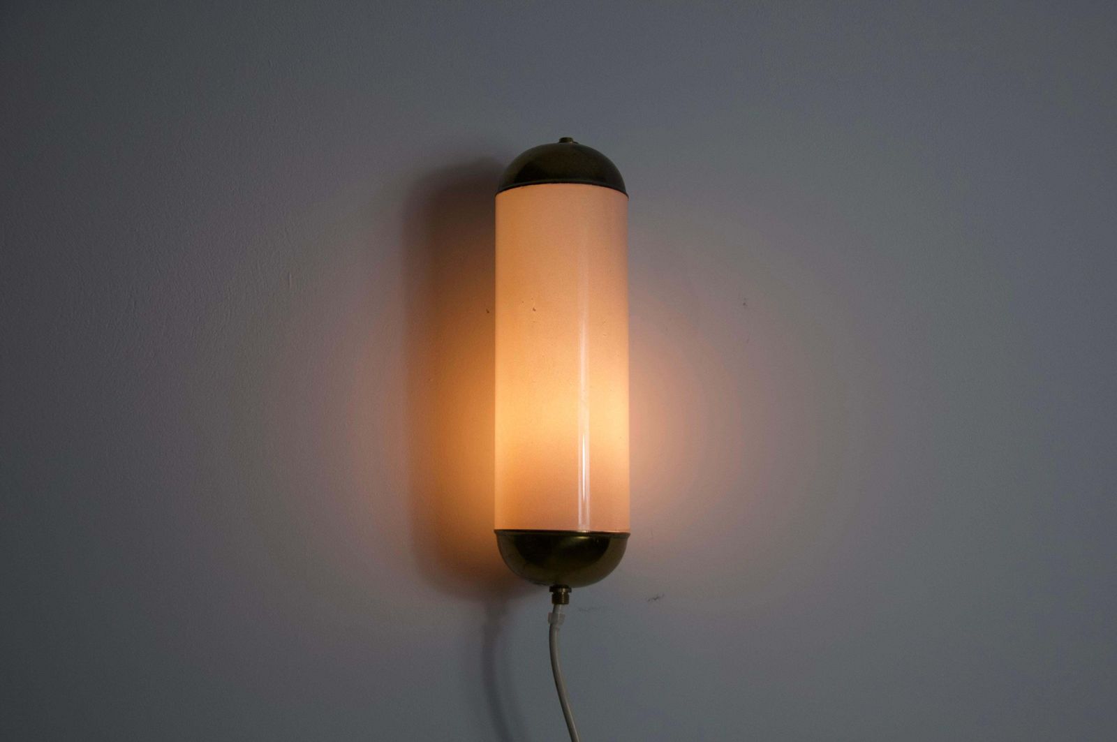 Brass And Opaline Glass Wall Lamp By Glashütte Limburg, 1960s photo Lighting
