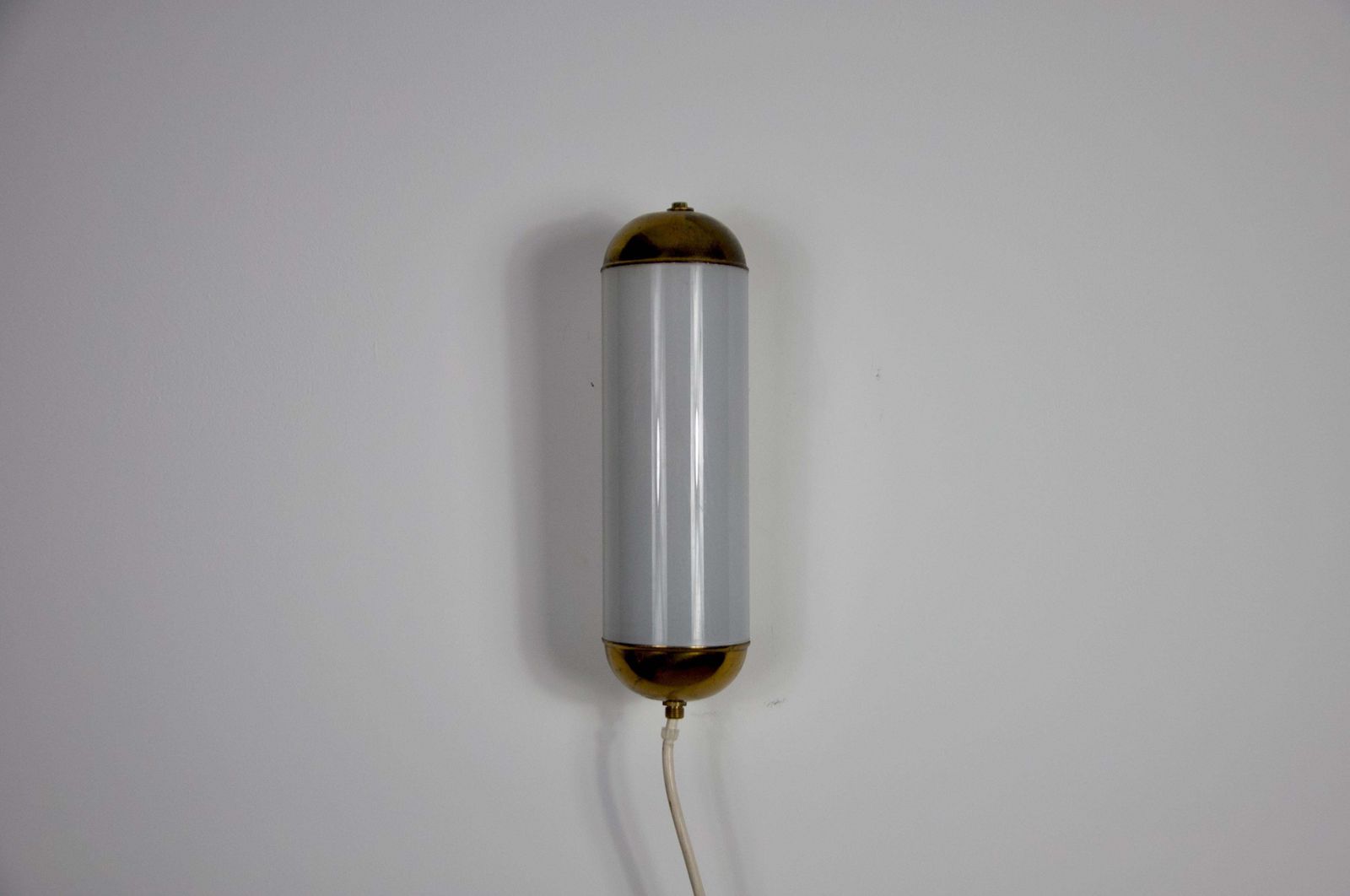 Brass And Opaline Glass Wall Lamp By Glashütte Limburg, 1960s photo vinterior