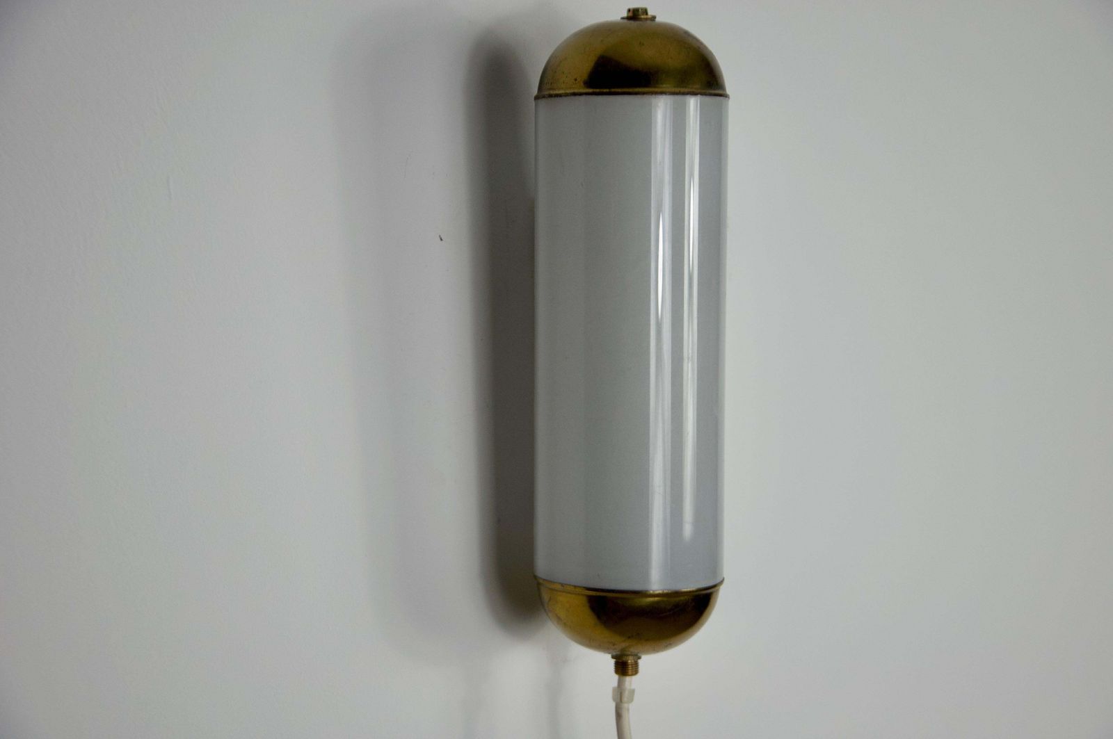 photo furniture Brass And Opaline Glass Wall Lamp By Glashütte Limburg, 1960s