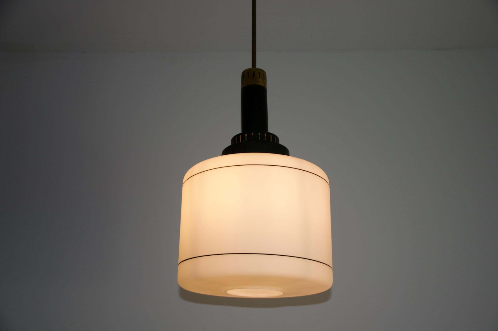 photo for sale Mid Century Opal Glass Ceiling Lamp By Stilnovo, Italy, 1960s