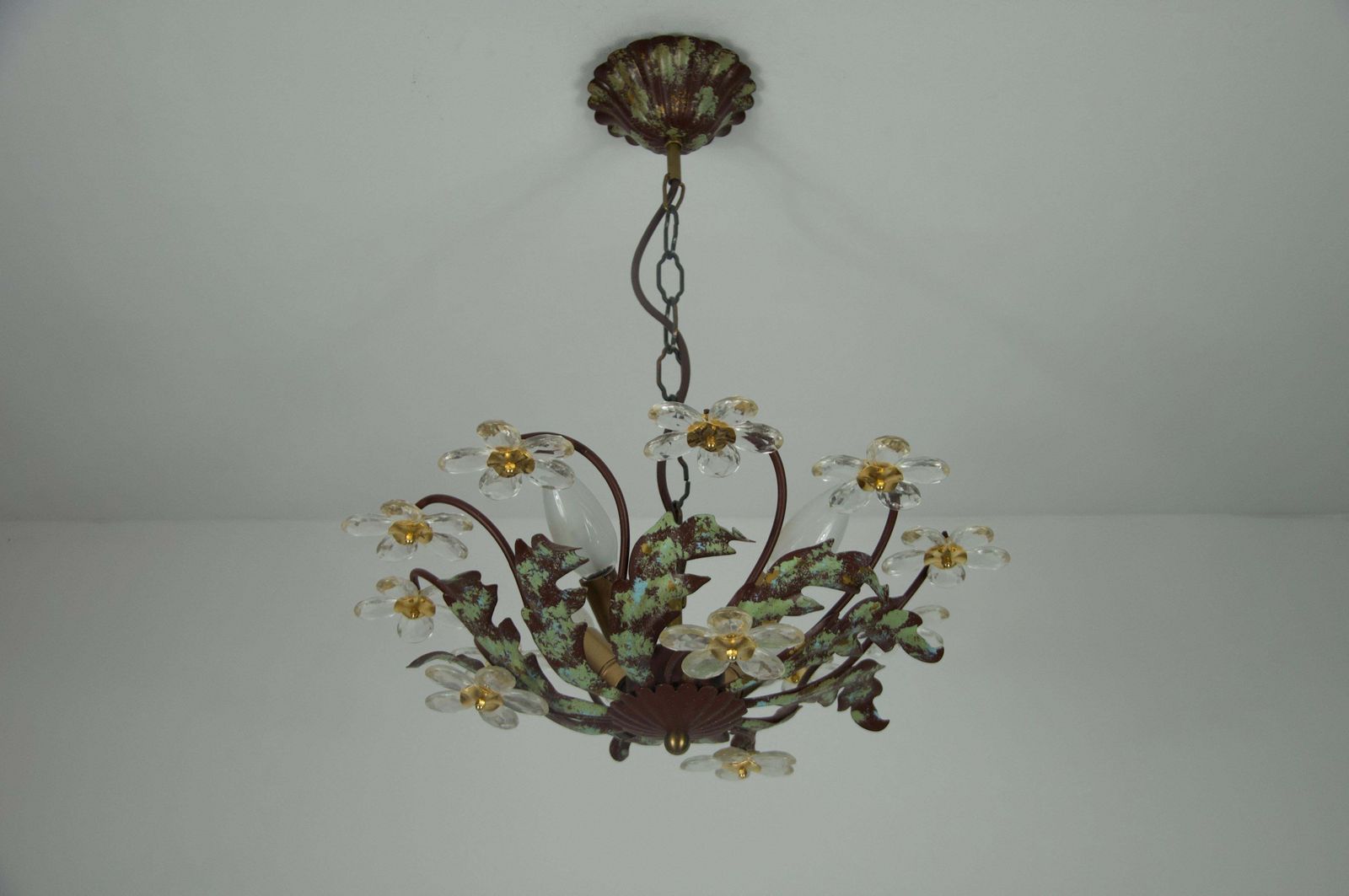Green Florentine Flower Shape Ceiling Lamp By Banci Firenze, Italy, 1970s photo furniture