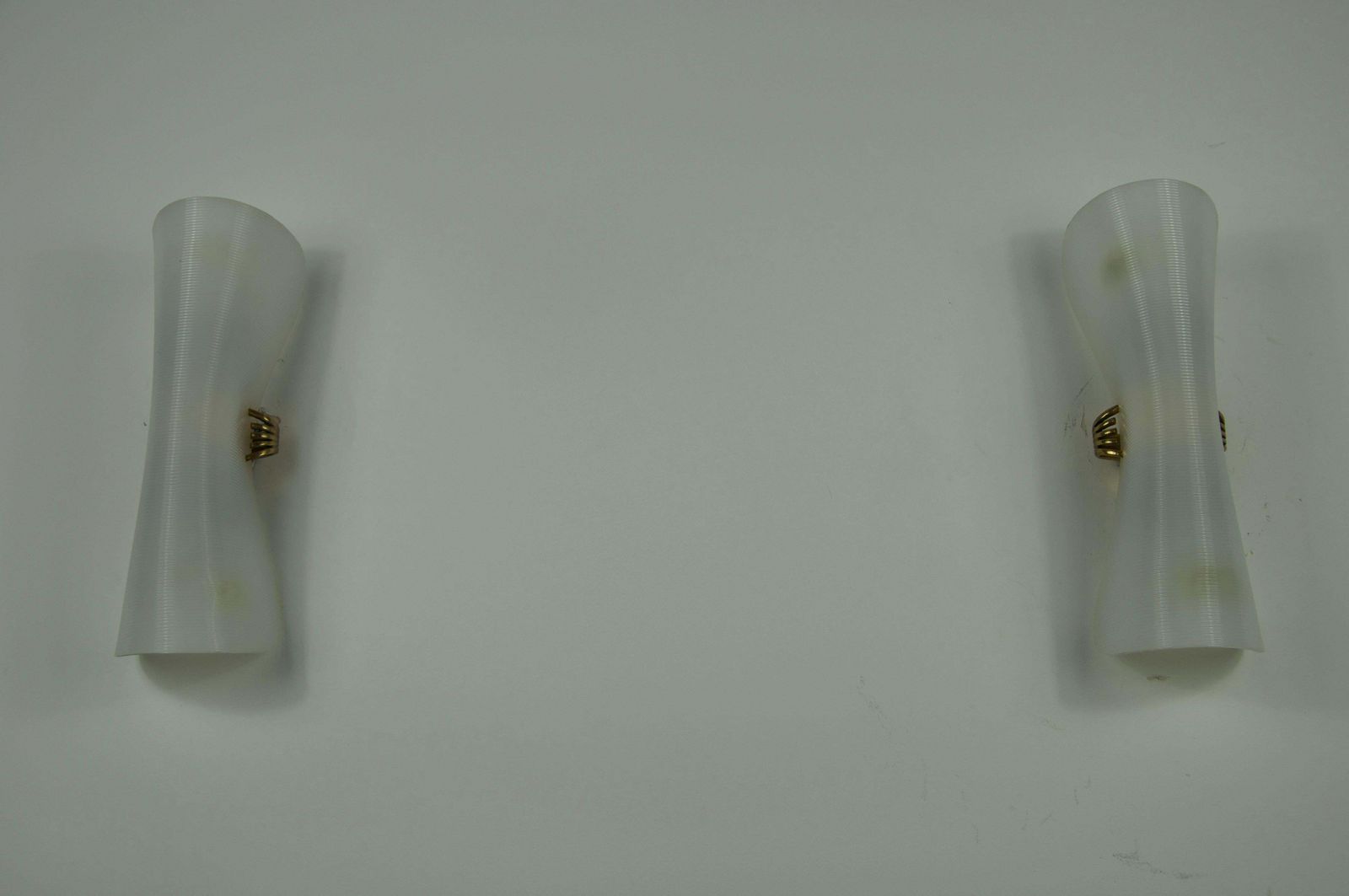 Pair Of Mid Century Brass And Plexi Glass Wall Lamps, Italy, 1960s photo buy